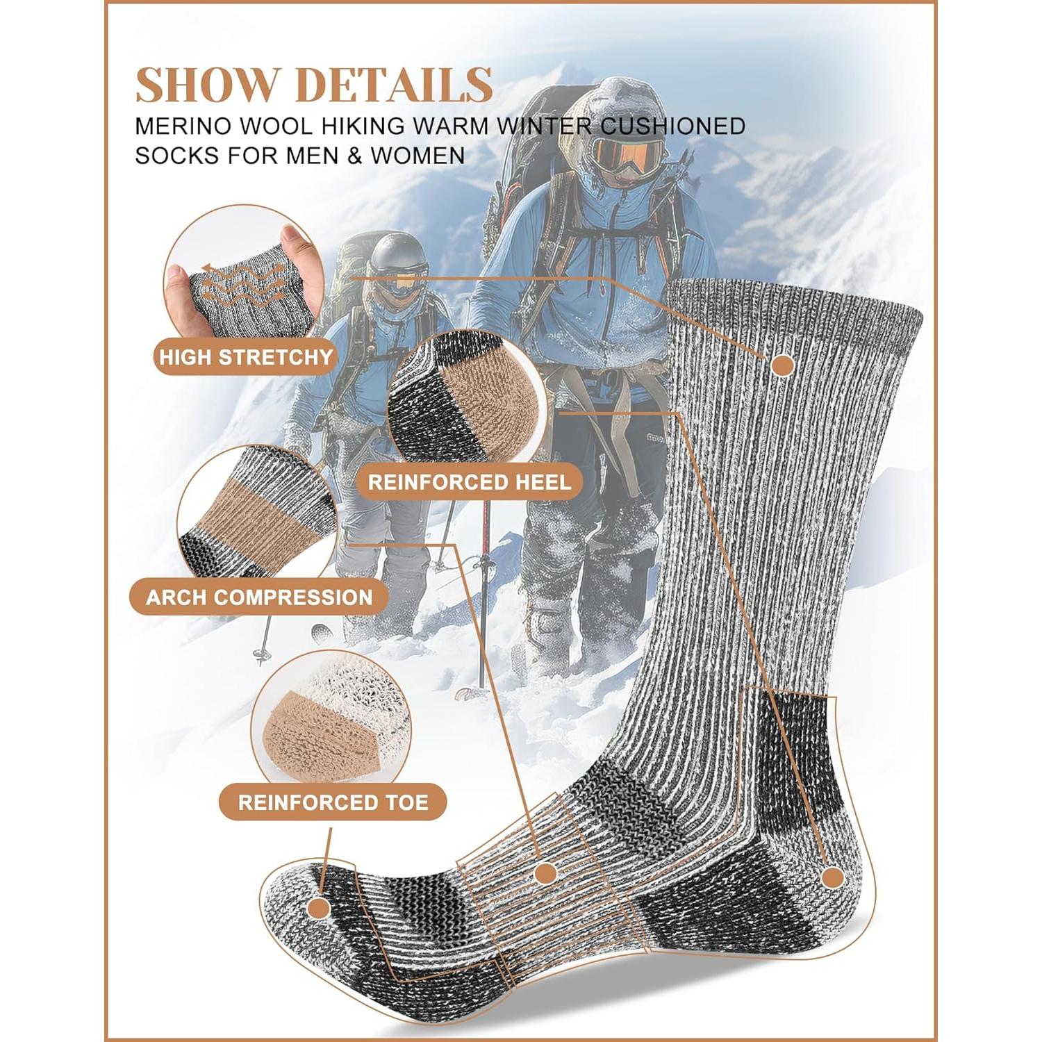 Calcetines Térmicos de Lana Merino Unisex - 3 Pares para Invierno