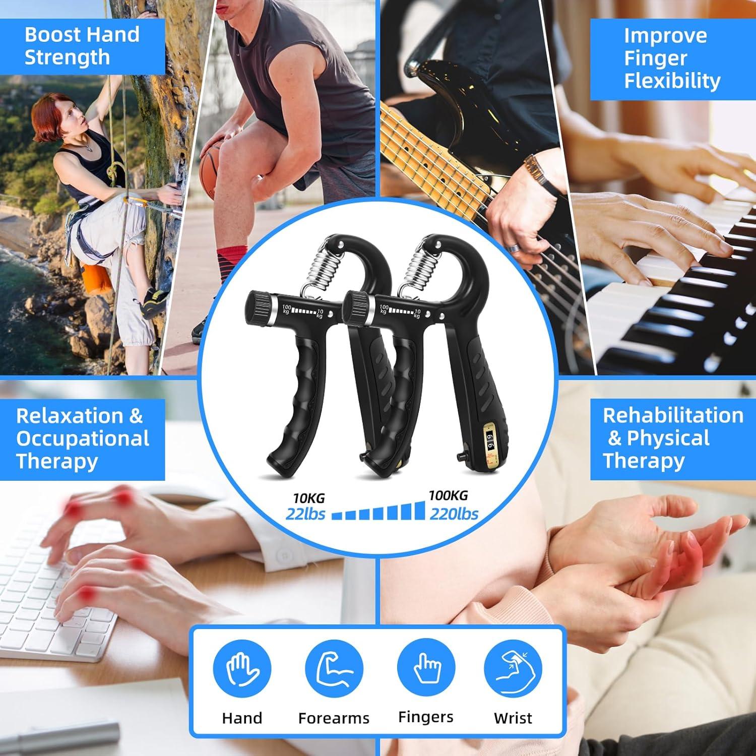 Entrenador de Fuerza de Agarre WIZFOKO 2PCS 10-100kg Ajustable