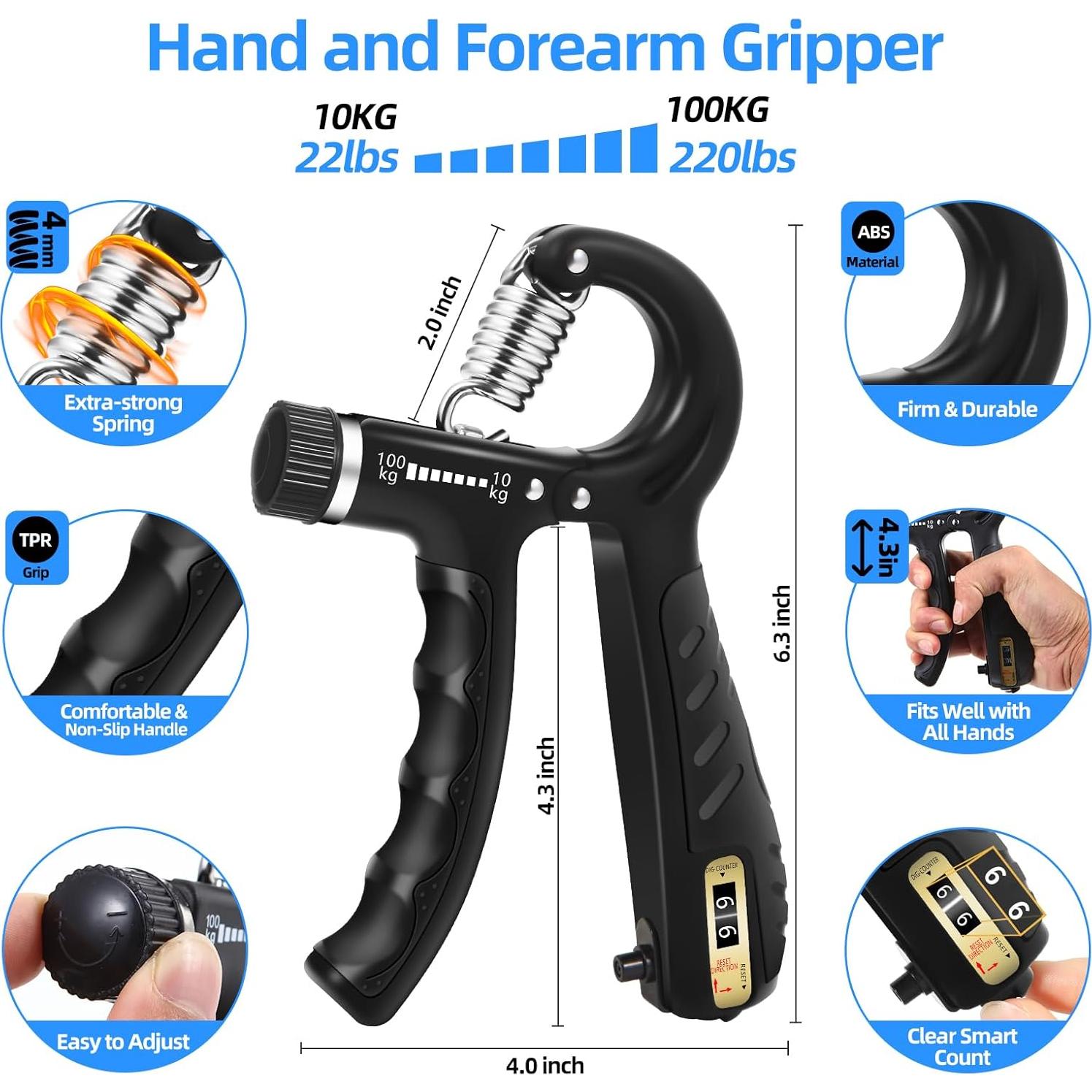 Entrenador de Fuerza de Agarre WIZFOKO 2PCS 10-100kg Ajustable