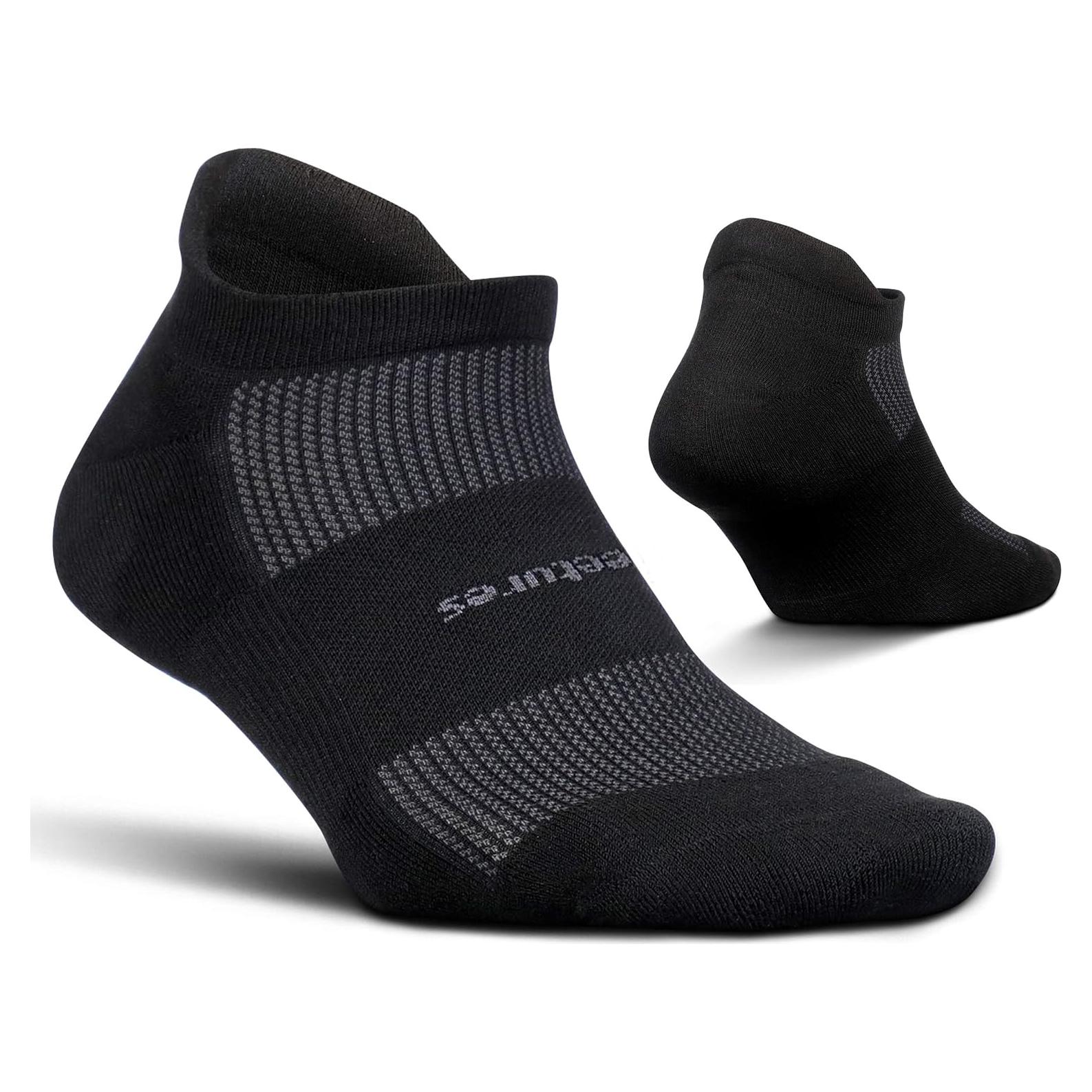 Calcetines de Tobillo Feetures - Amortiguación Alta, Negro, Mediano