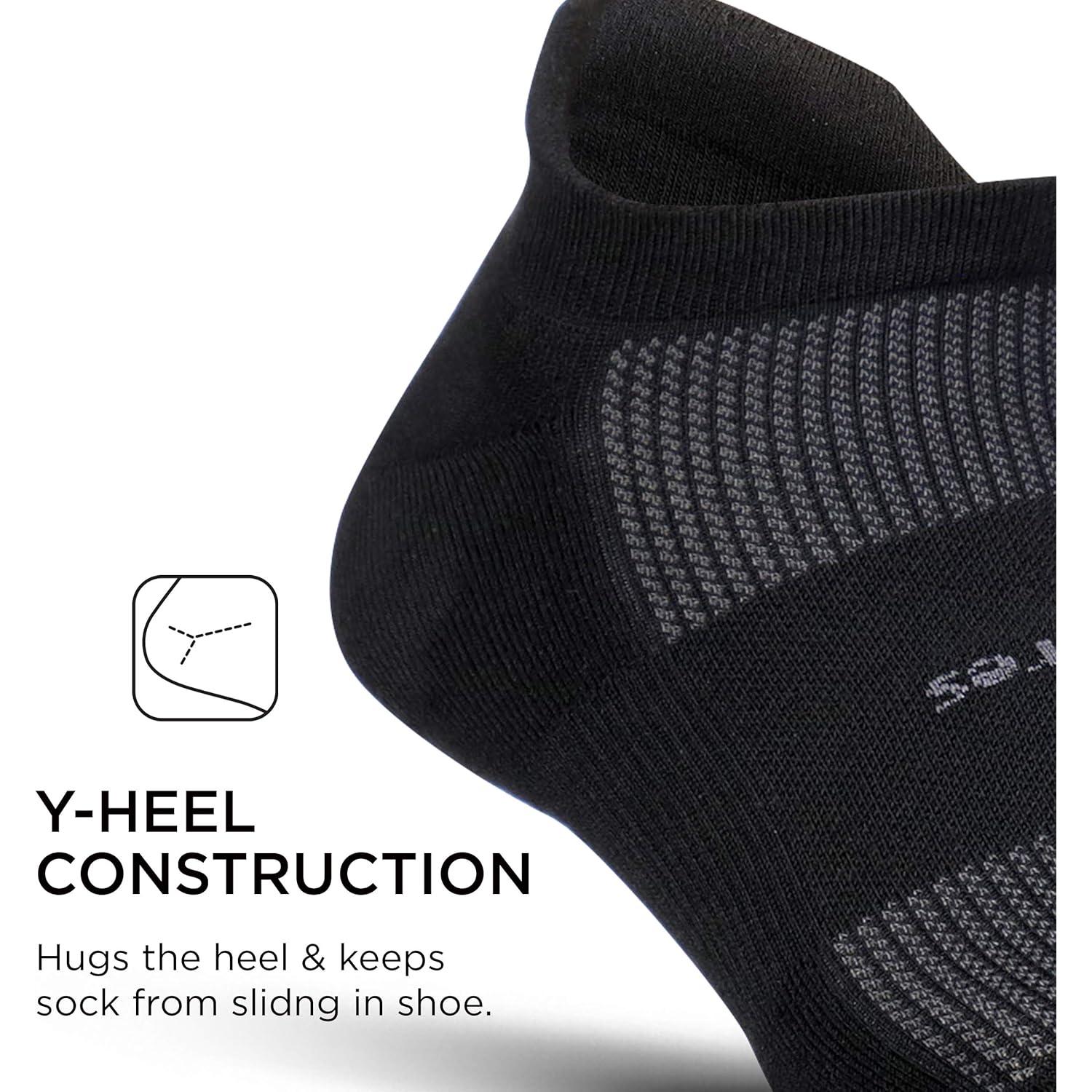 Calcetines de Tobillo Feetures - Amortiguación Alta, Negro, Mediano