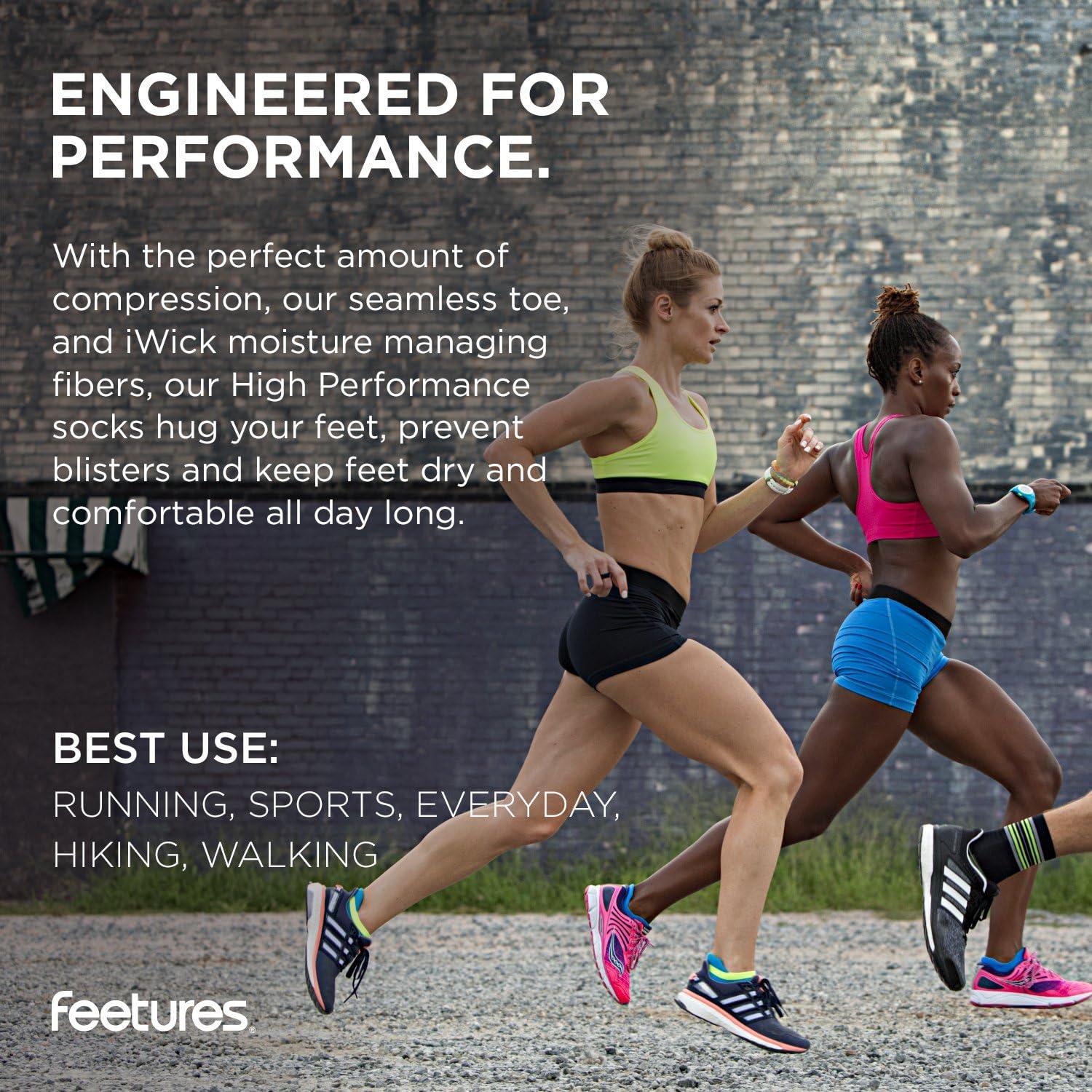 Calcetines de Tobillo Feetures - Amortiguación Alta, Negro, Mediano