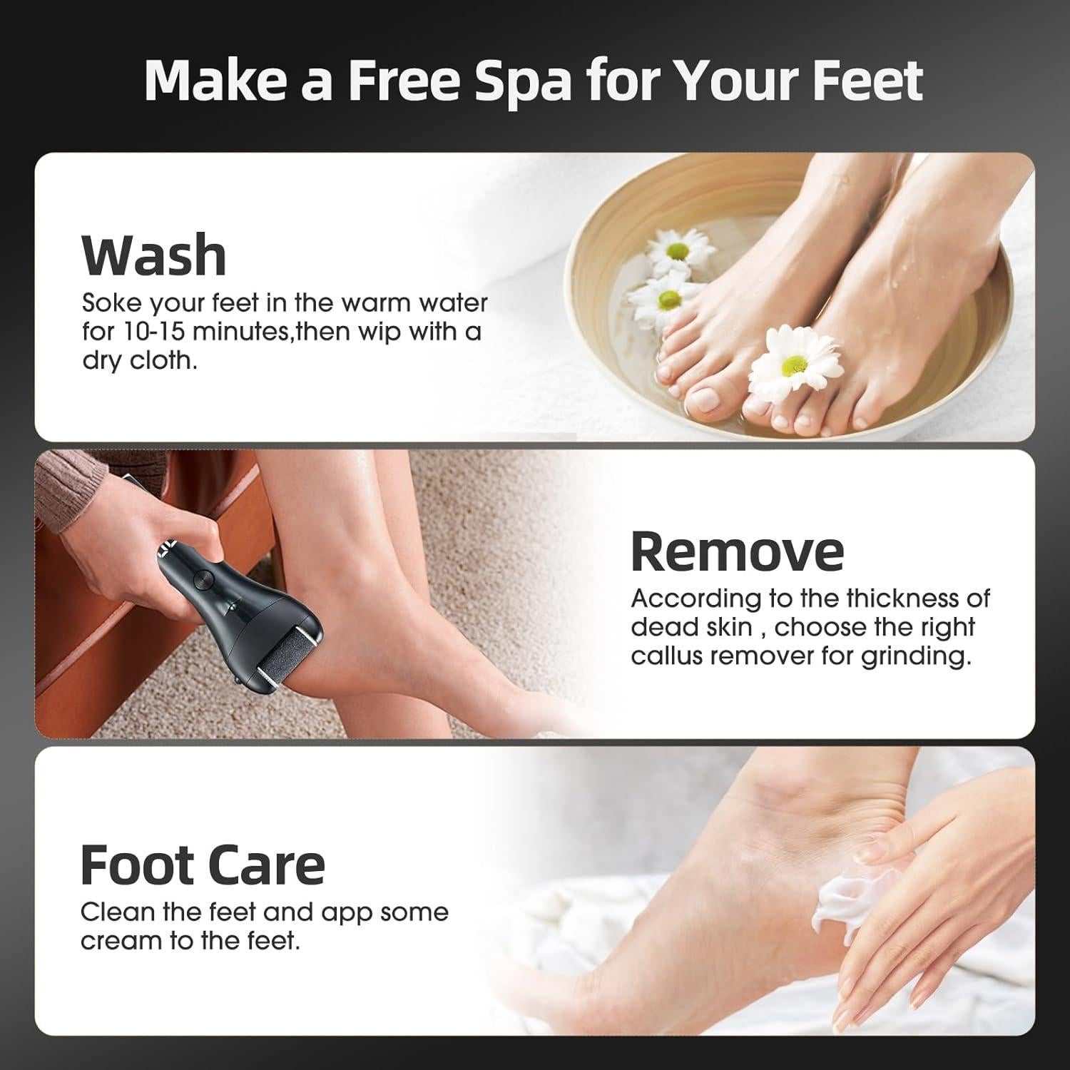 3 Cabezas de Rodillo de Reemplazo Crevauh para Pedicura