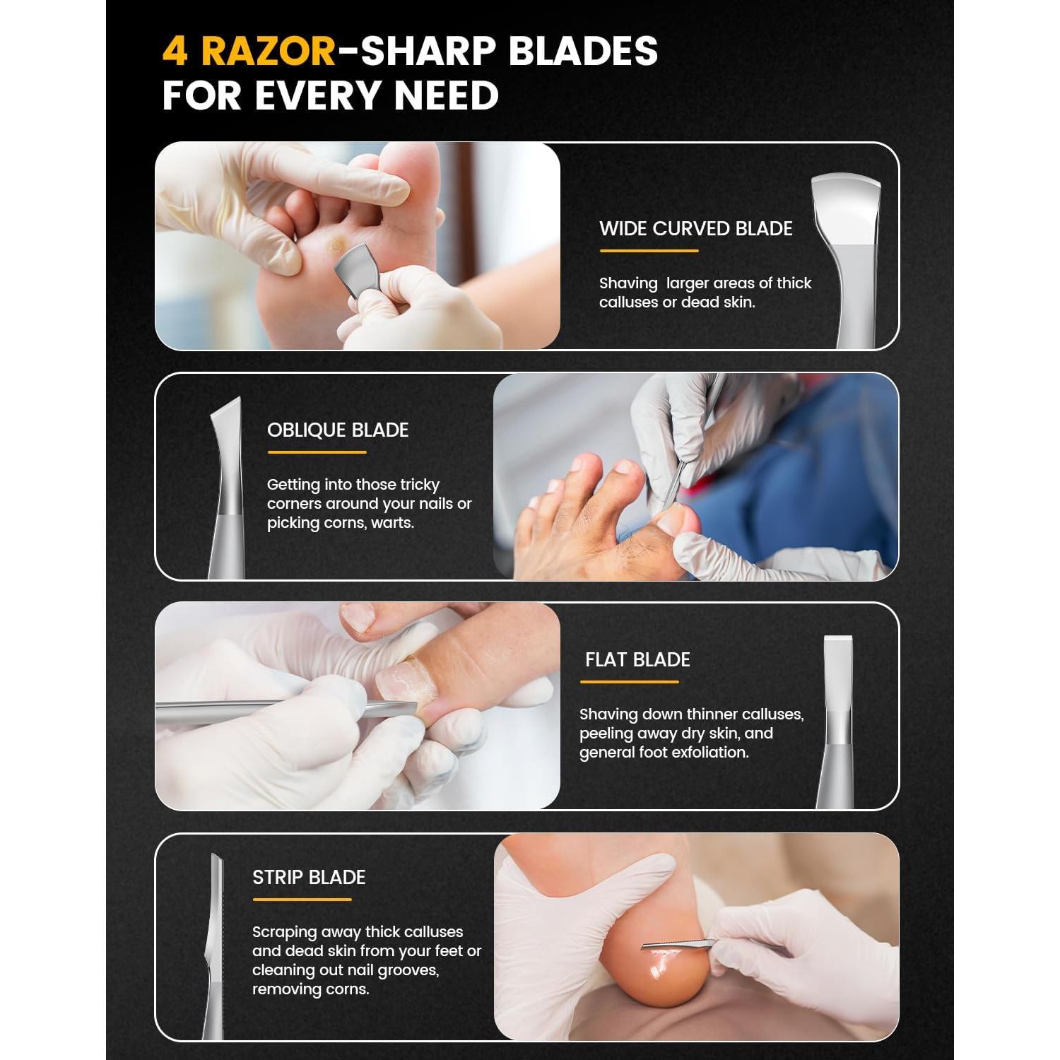 Kit de Pedicura BEZOX 4 Piezas - Eliminación de Uñas Encarnadas y Callos