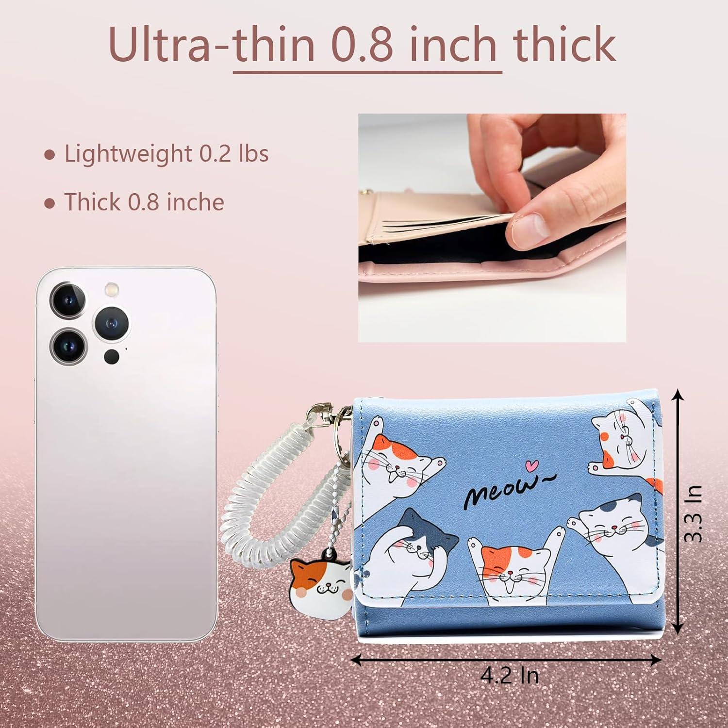 Cartera Pequeña Kawaii AOVINBID Gato Azul Plegada 3x