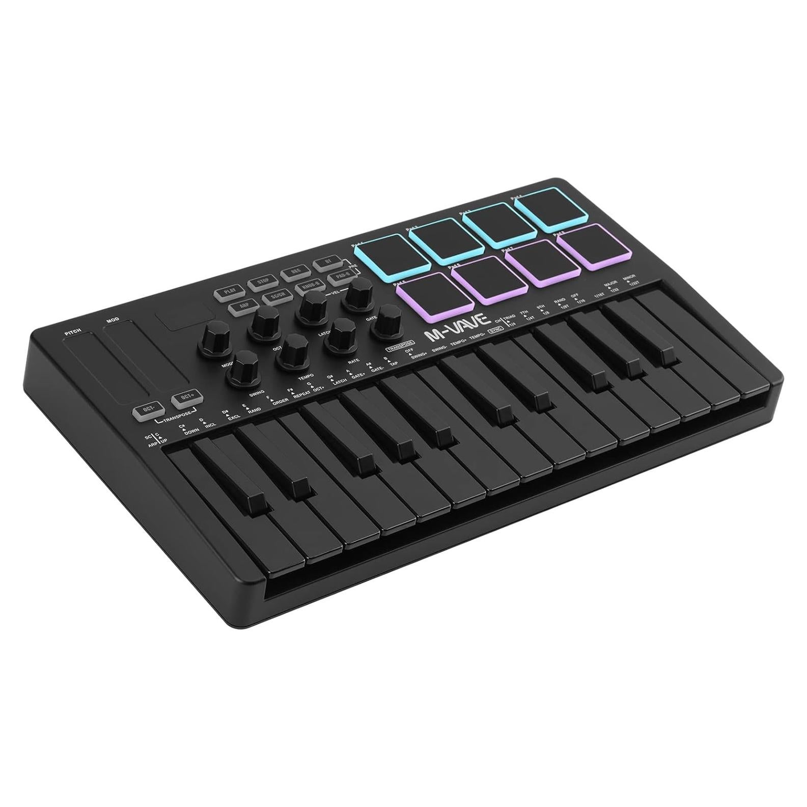 Controlador MIDI M-WAVE K5 25 Teclas Bluetooth Negro