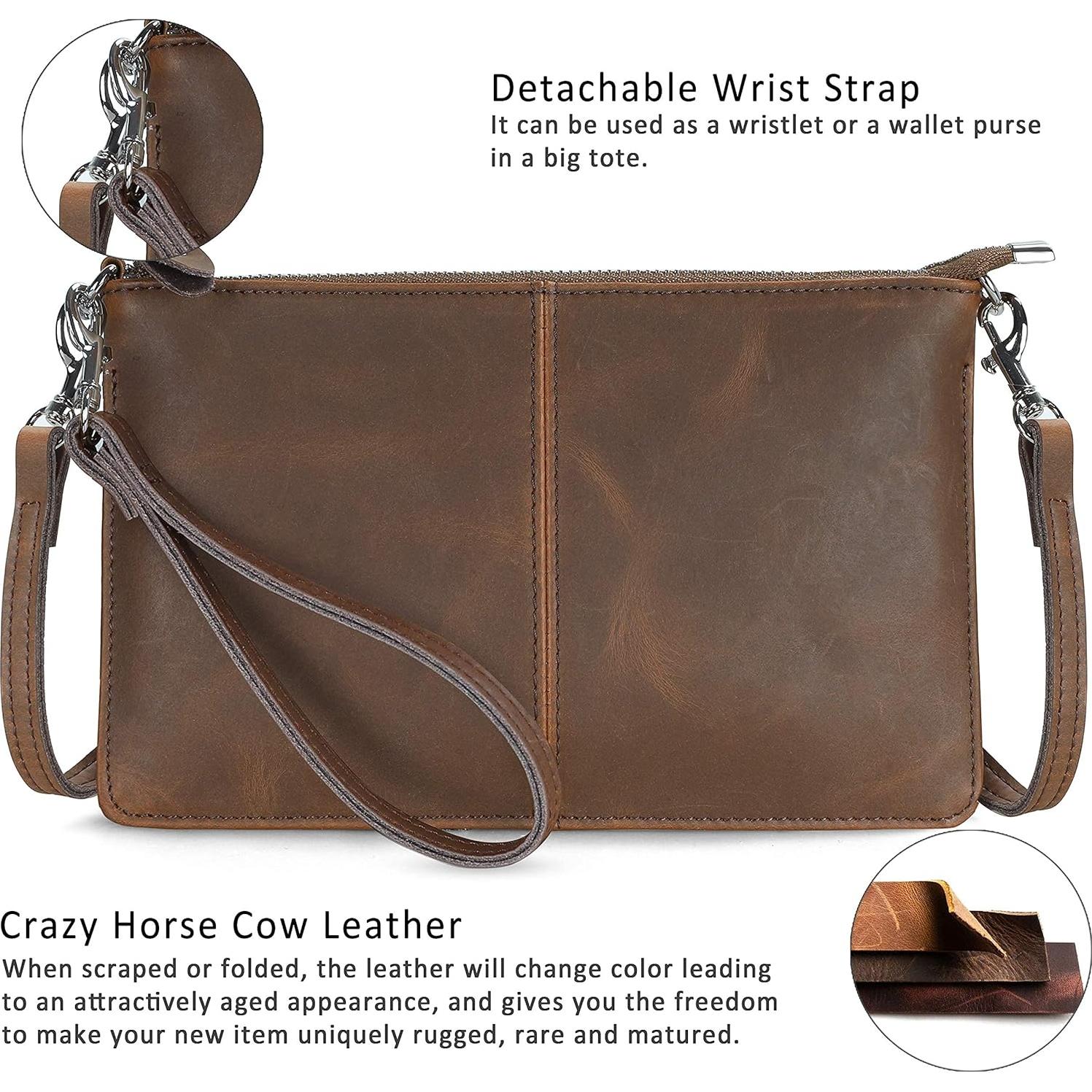 Cartera Clutch de Cuero Befen con Ranuras RFID - Marrón