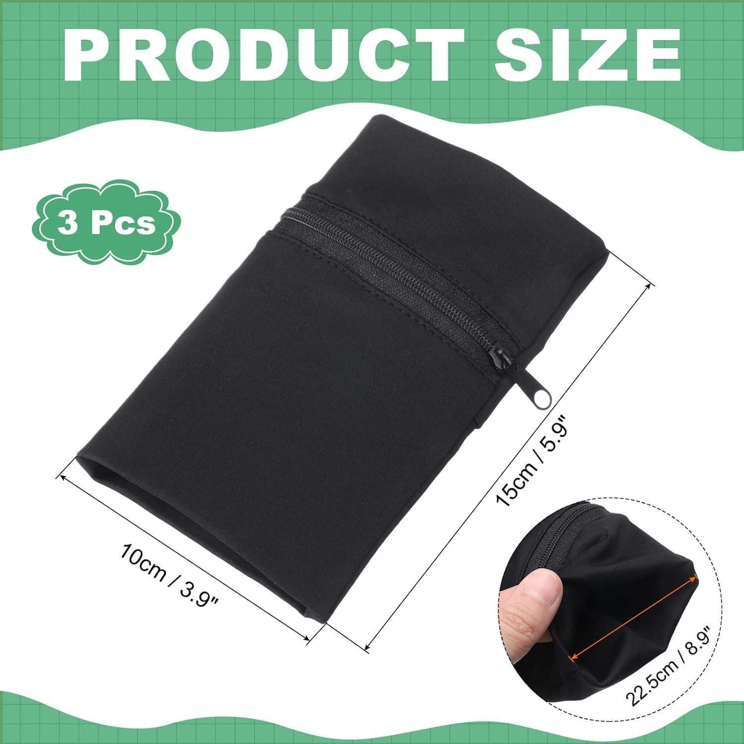 Bolsa de Muñeca uxcell Negra con Cremallera para Correr 15x10cm