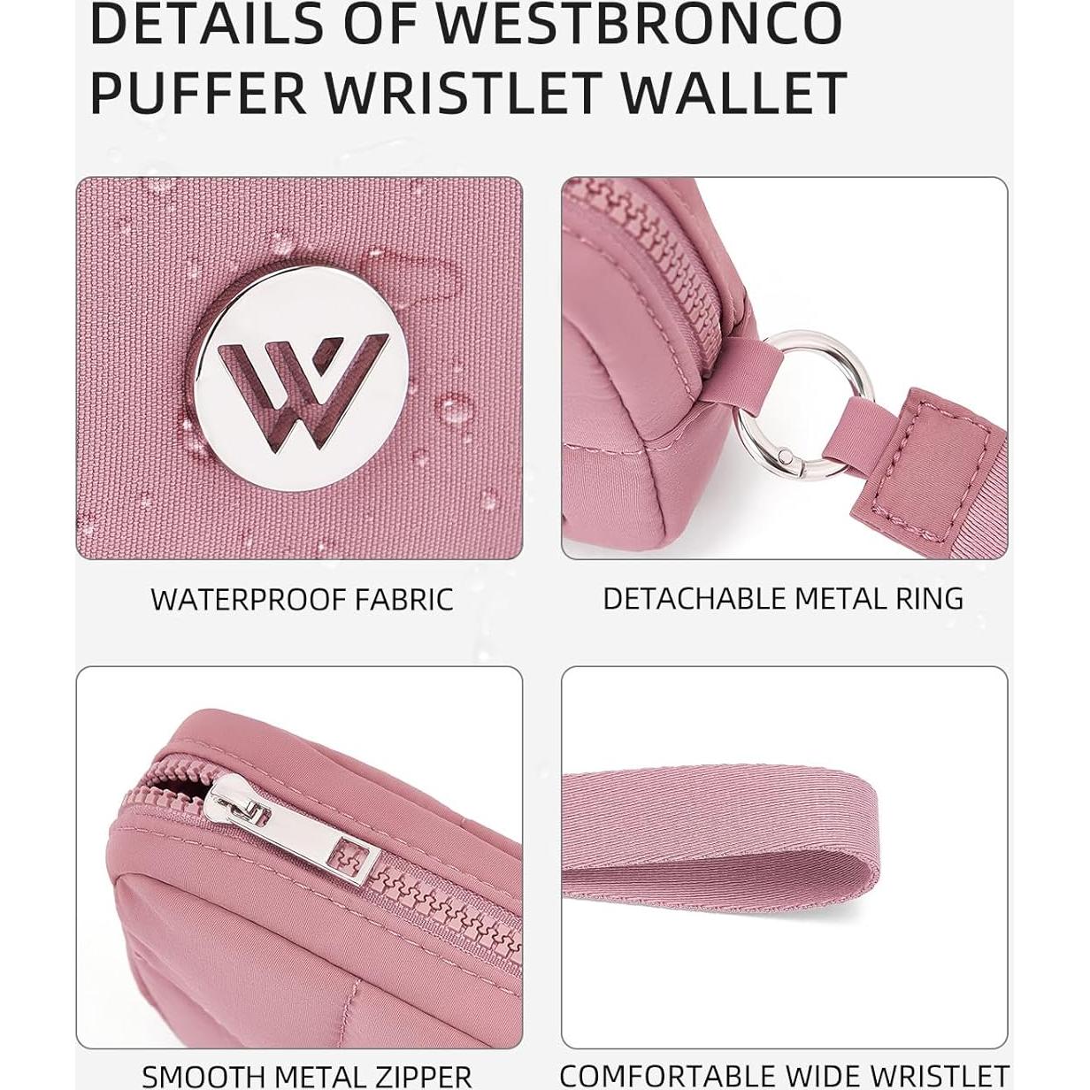 Billetera de Muñeca WESTBRONCO Rosa Oscuro RFID Nylon 17x12cm