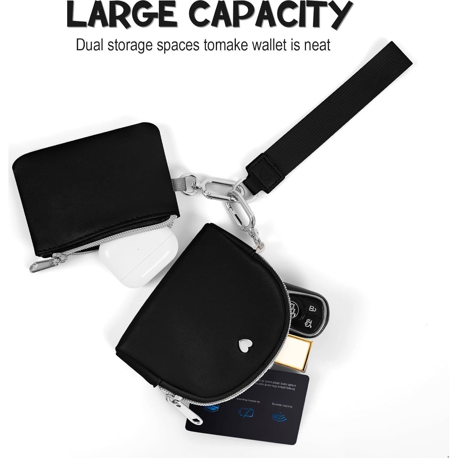 Monedero de Muñeca Doble LS-09 Negro para Mujeres