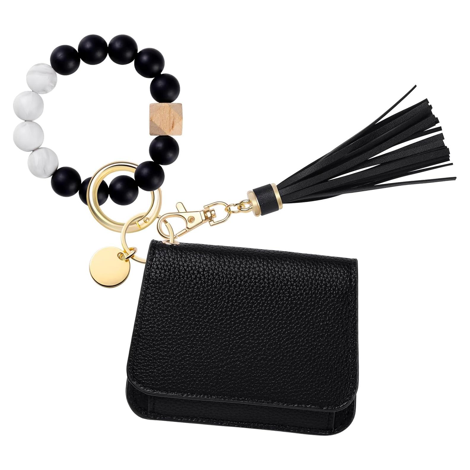 Cartera de muñeca RFID para mujeres con llavero de silicona