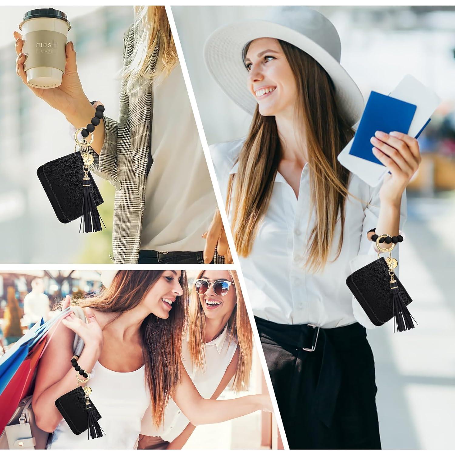 Cartera de muñeca RFID para mujeres con llavero de silicona