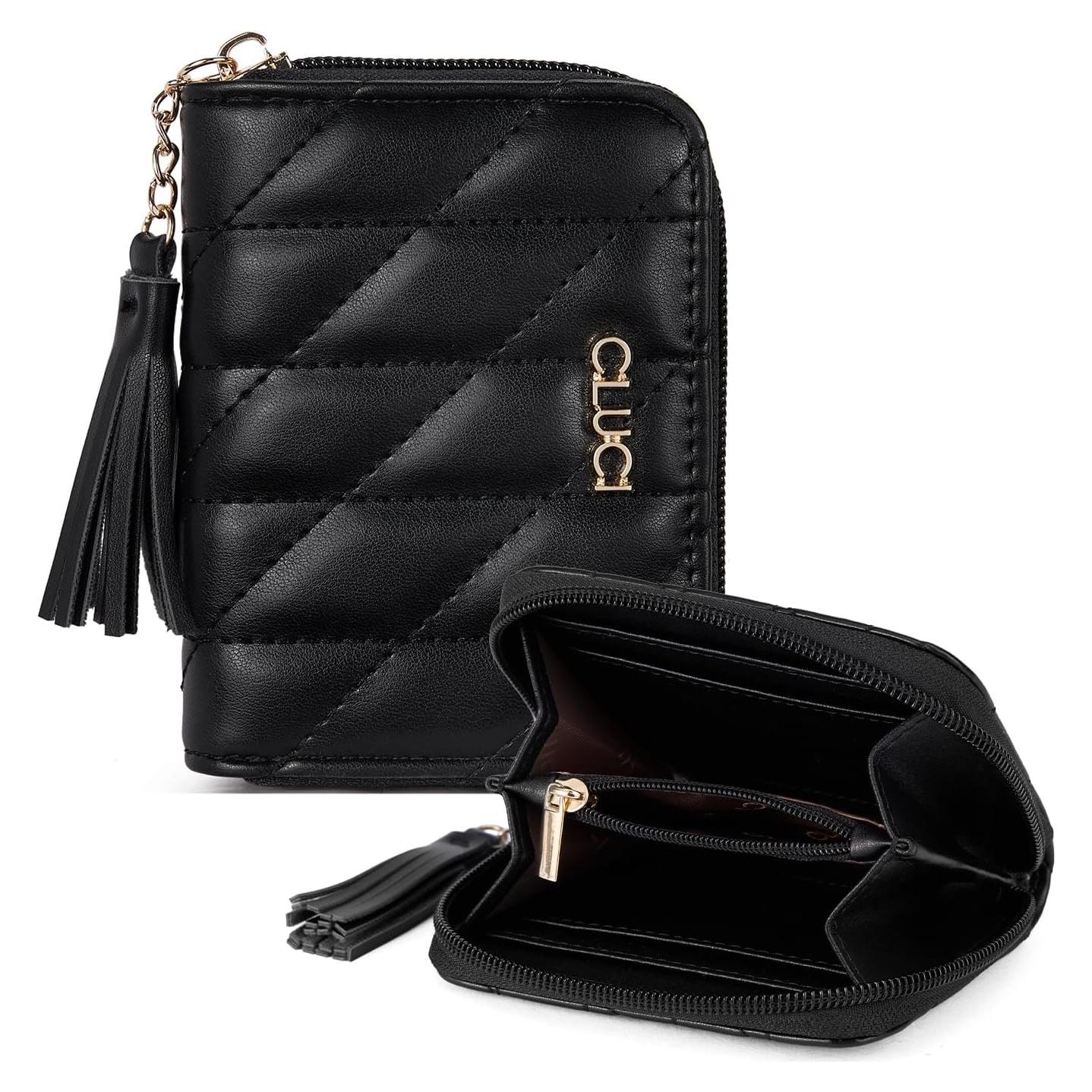 CLUCI Small Wallet for Women Leather Slim Womens Wallet Bifold Multi Card Holder Organizer Designer with Removable ID Window