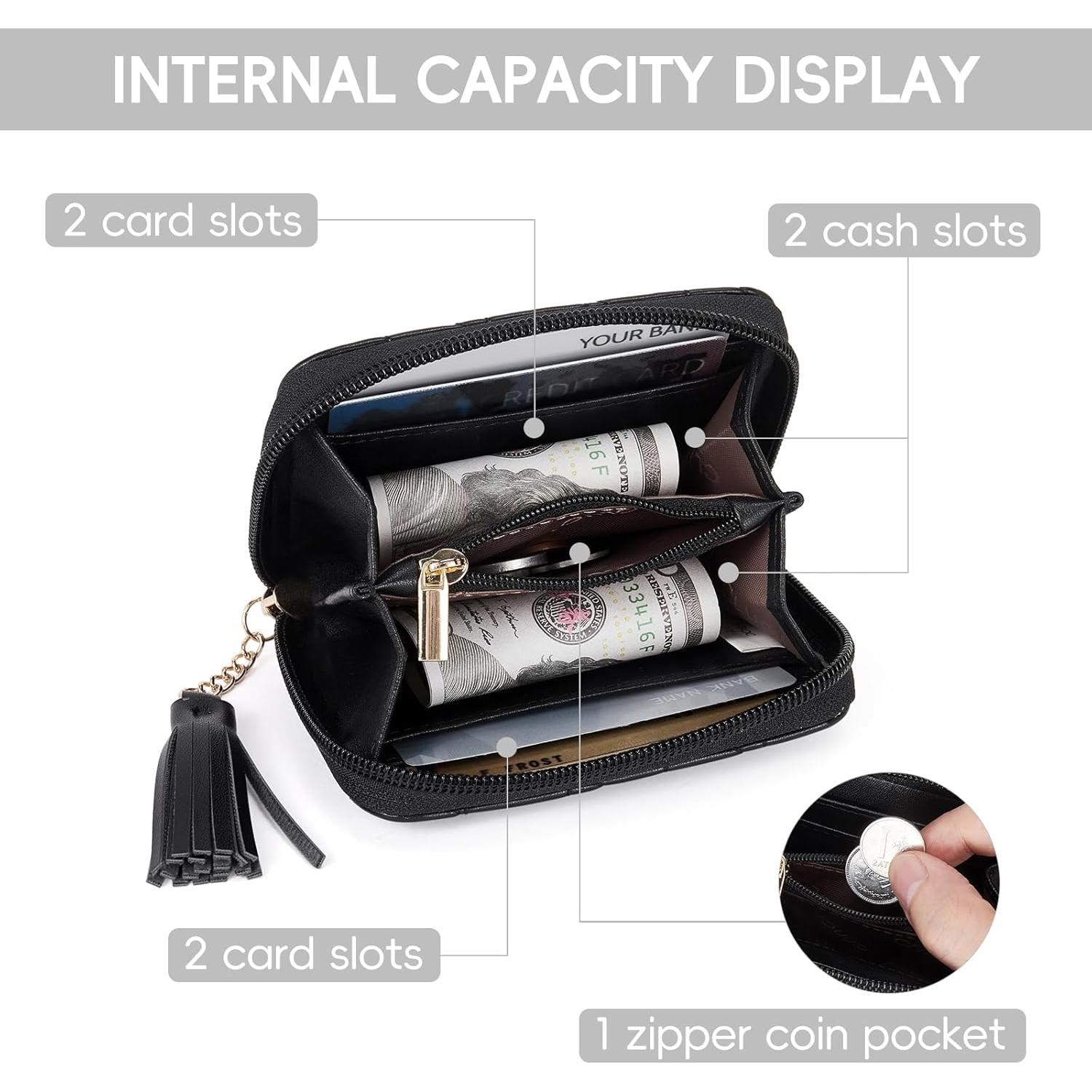 CLUCI Small Wallet for Women Leather Slim Womens Wallet Bifold Multi Card Holder Organizer Designer with Removable ID Window