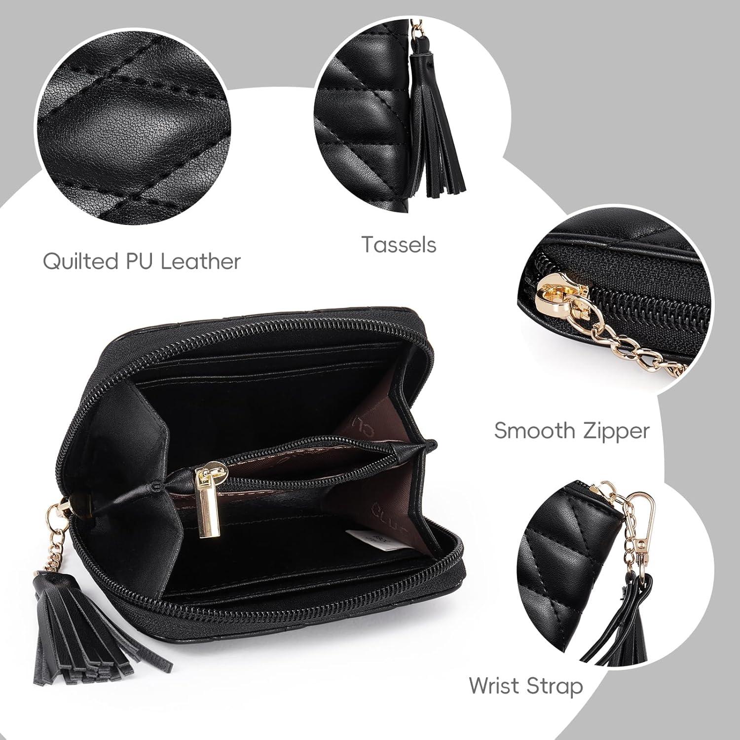 CLUCI Small Wallet for Women Leather Slim Womens Wallet Bifold Multi Card Holder Organizer Designer with Removable ID Window