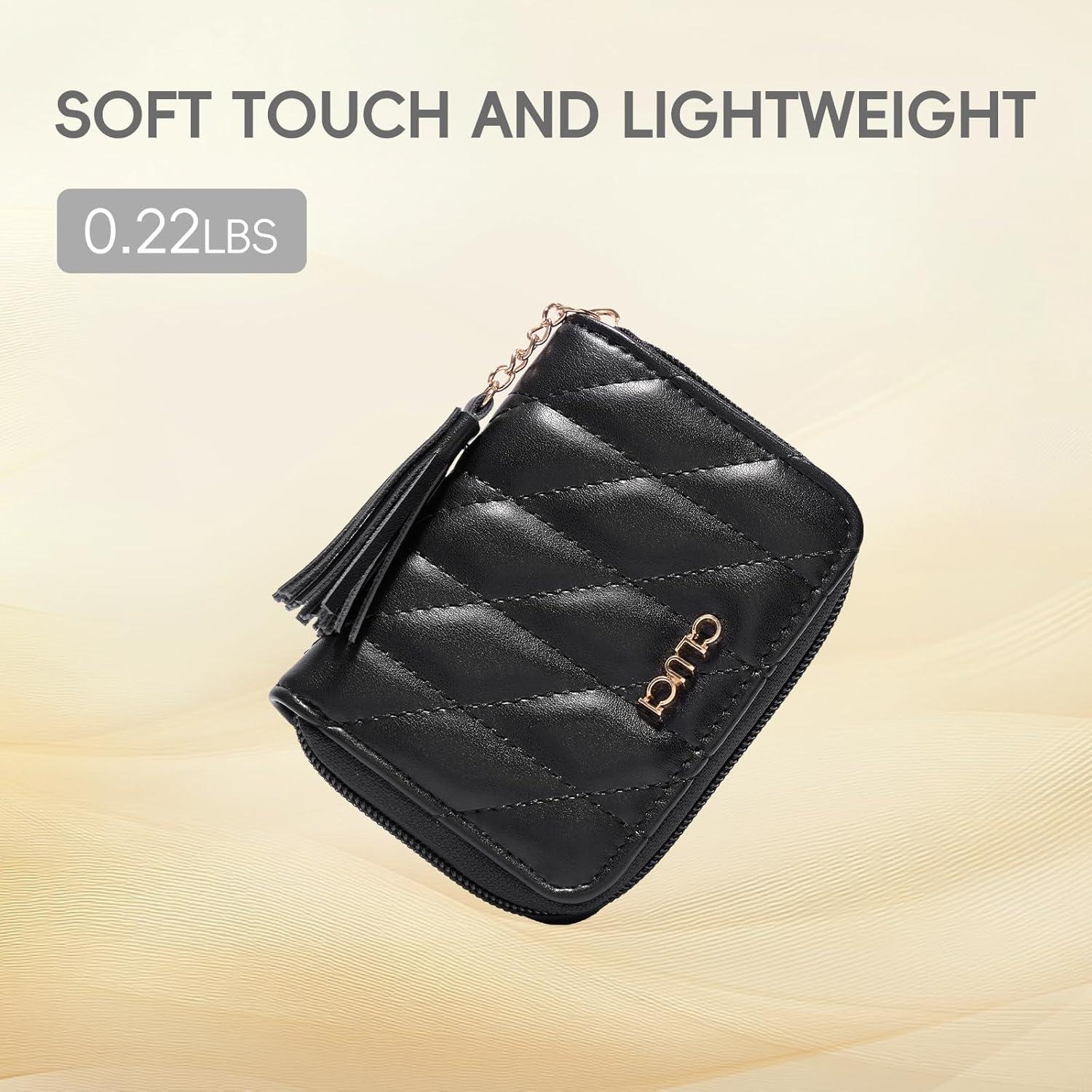 CLUCI Small Wallet for Women Leather Slim Womens Wallet Bifold Multi Card Holder Organizer Designer with Removable ID Window