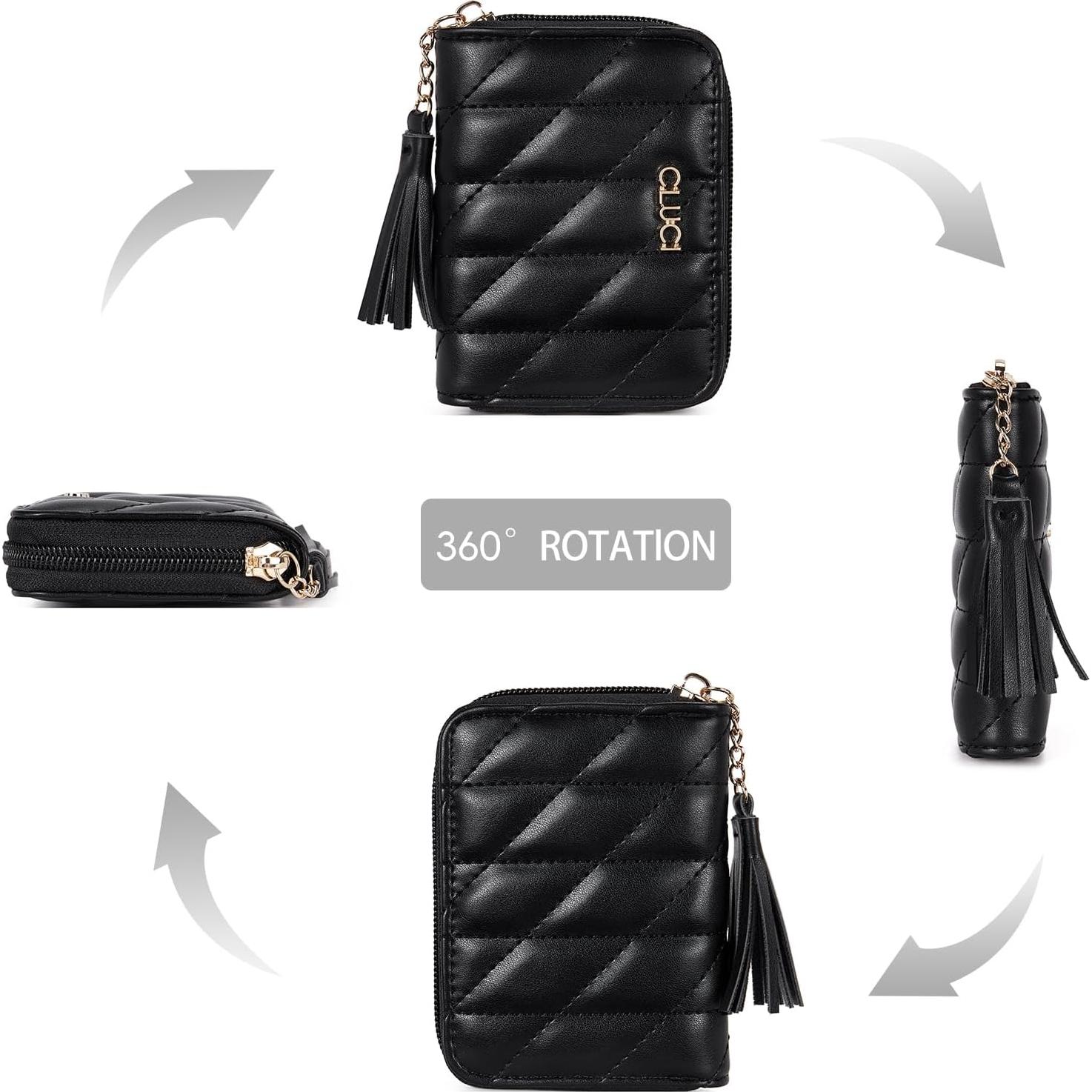 CLUCI Small Wallet for Women Leather Slim Womens Wallet Bifold Multi Card Holder Organizer Designer with Removable ID Window