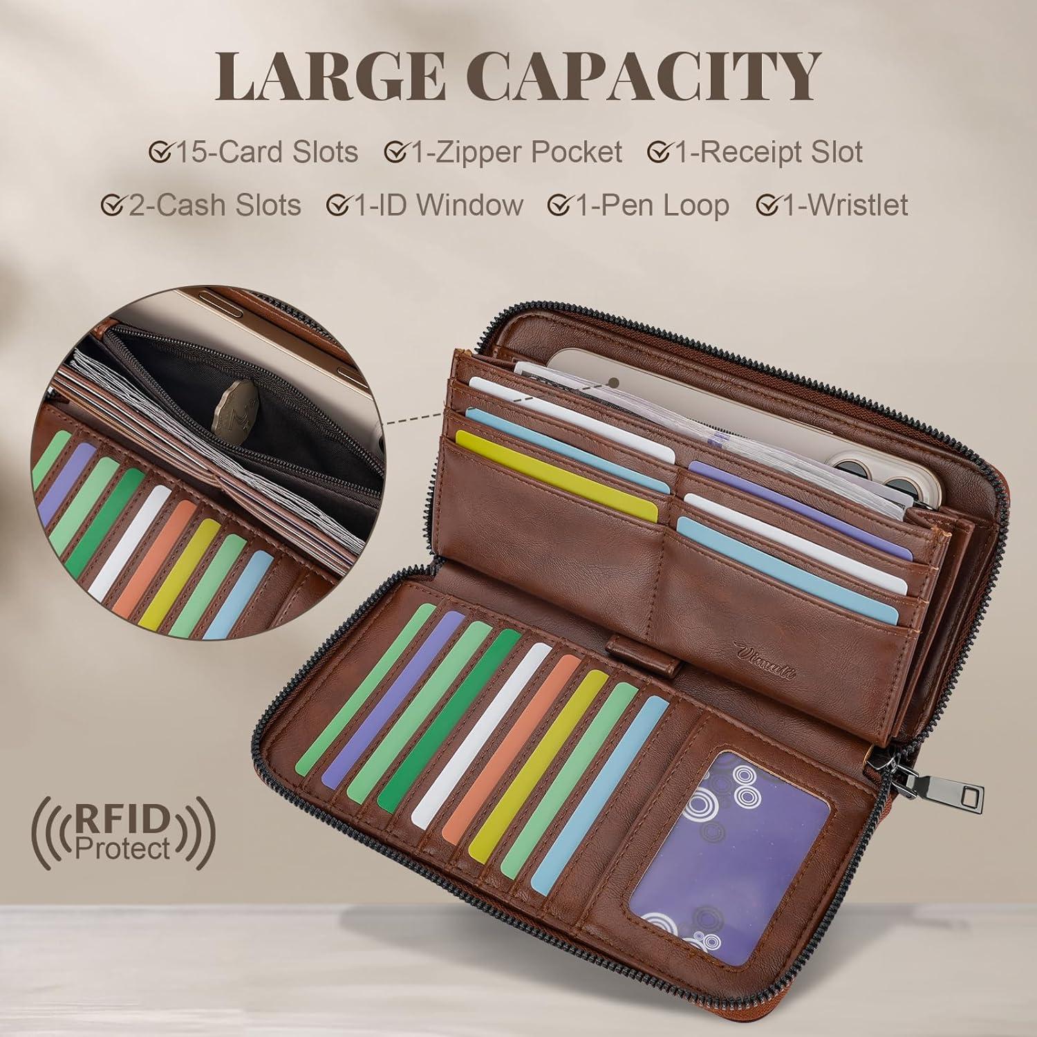 Cartera RFID para Mujeres VIMUTI Cuero Vegano Floral 20.8x11cm