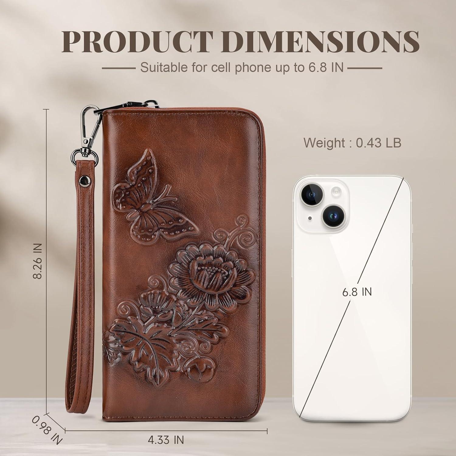 Cartera RFID para Mujeres VIMUTI Cuero Vegano Floral 20.8x11cm