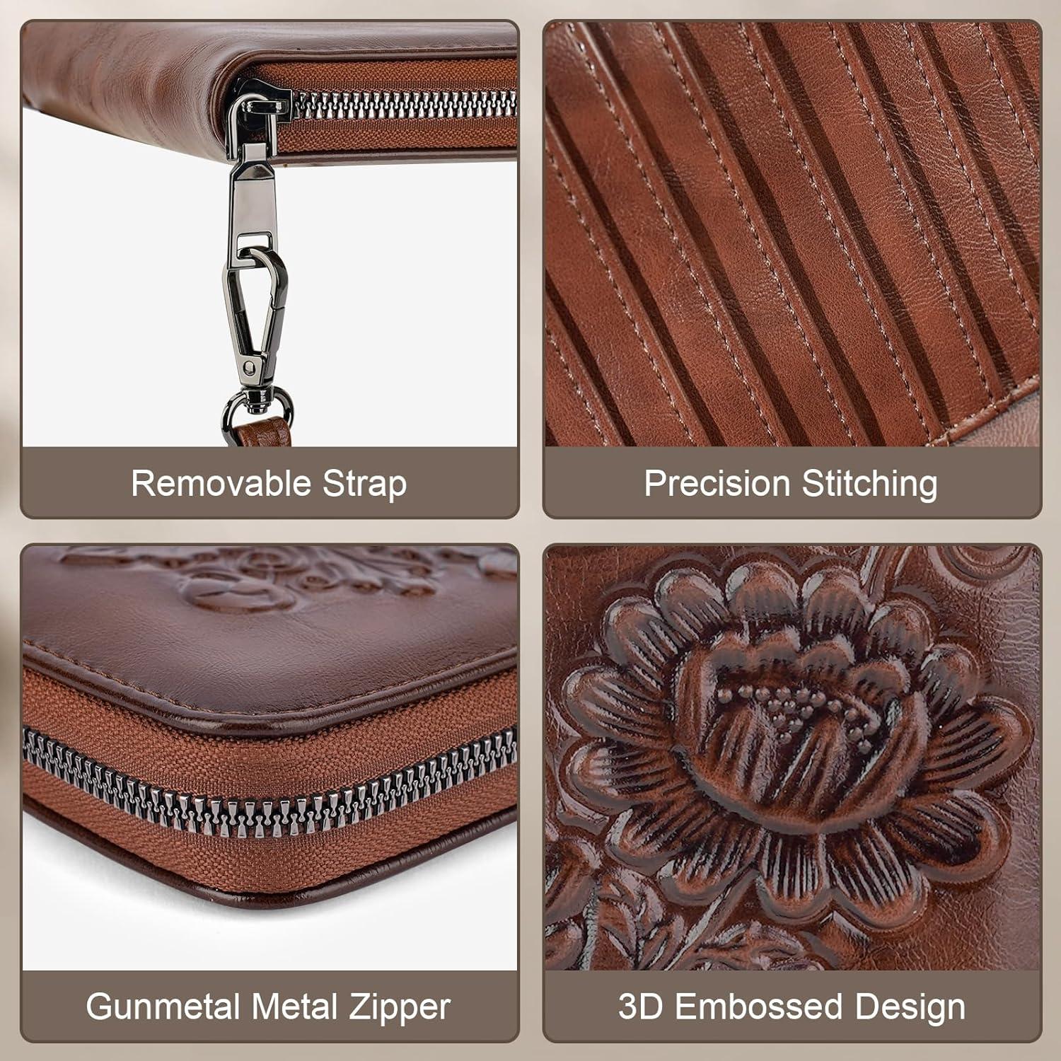 Cartera RFID para Mujeres VIMUTI Cuero Vegano Floral 20.8x11cm