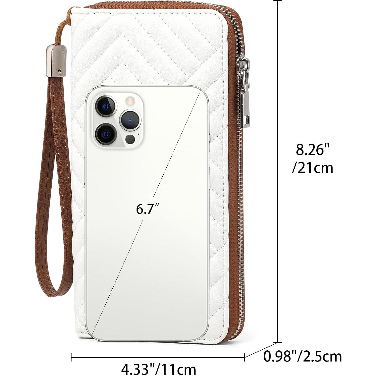 Cartera GOIACII de Cuero Vegano con Bloqueo RFID - Marrón y Blanco