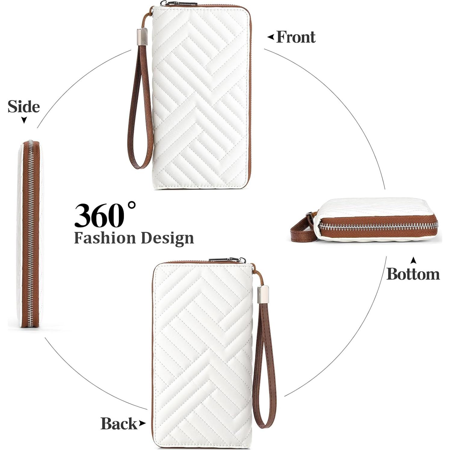 Cartera GOIACII de Cuero Vegano con Bloqueo RFID - Marrón y Blanco
