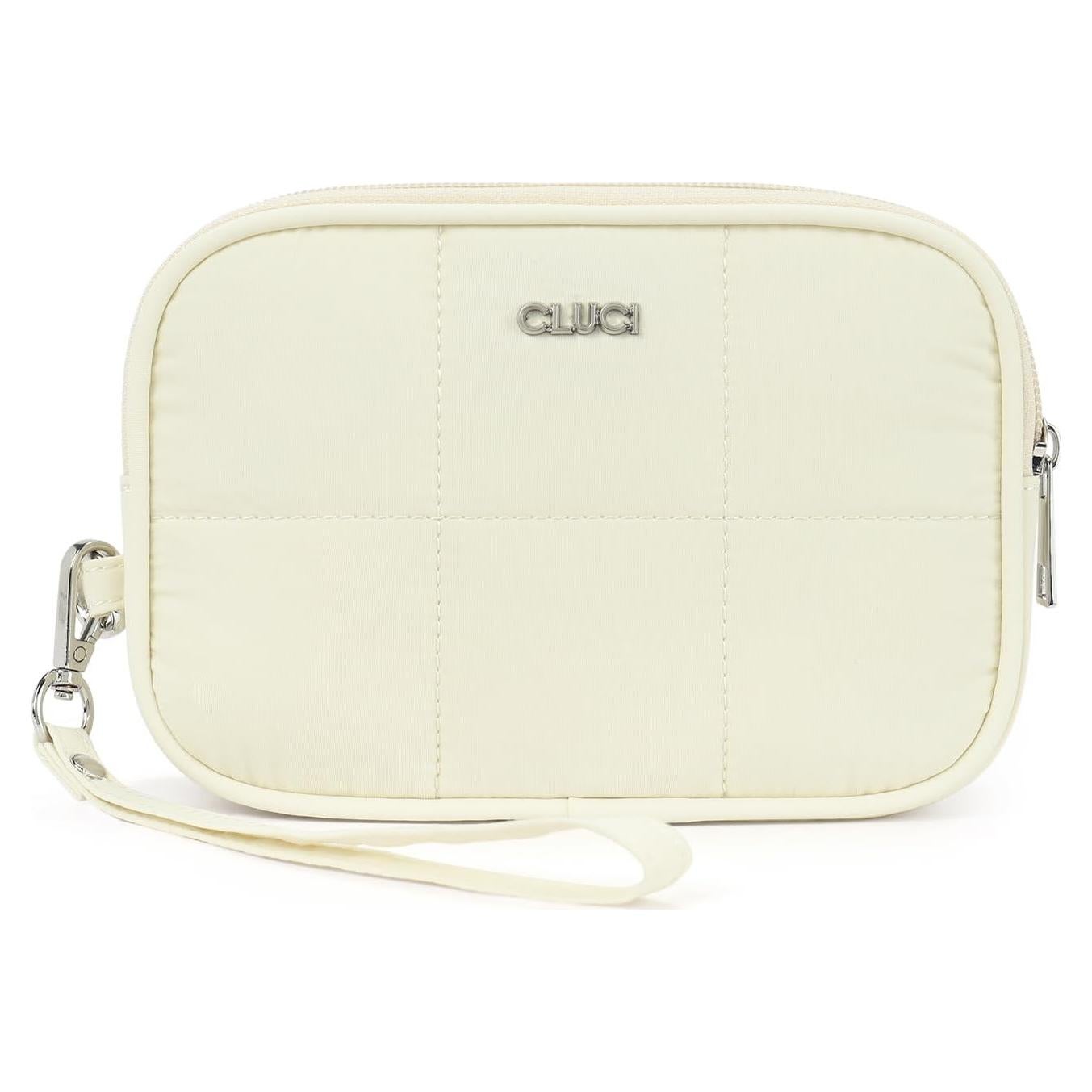 Cartera de Muñeca Puffer CLUCI Beige 3 Bolsillos 19x12.5cm