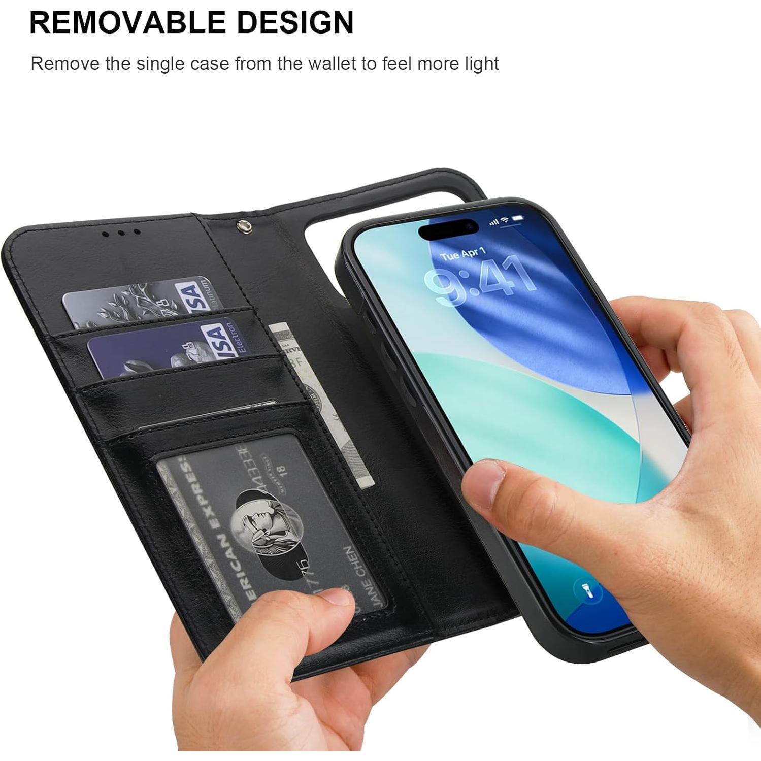 Funda Cartera Desmontable Bocasal para iPhone 17 Pro Max 6.9" Negro