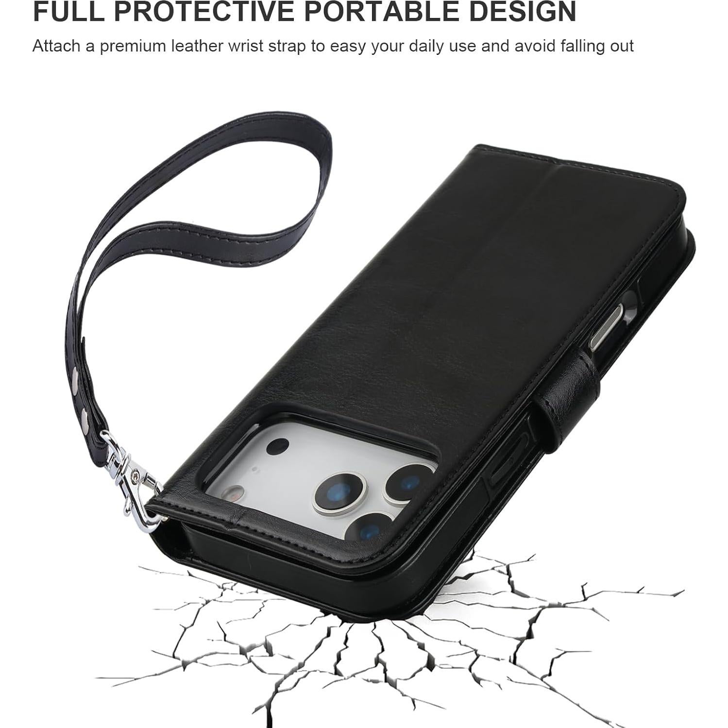 Funda Cartera Desmontable Bocasal para iPhone 17 Pro Max 6.9" Negro