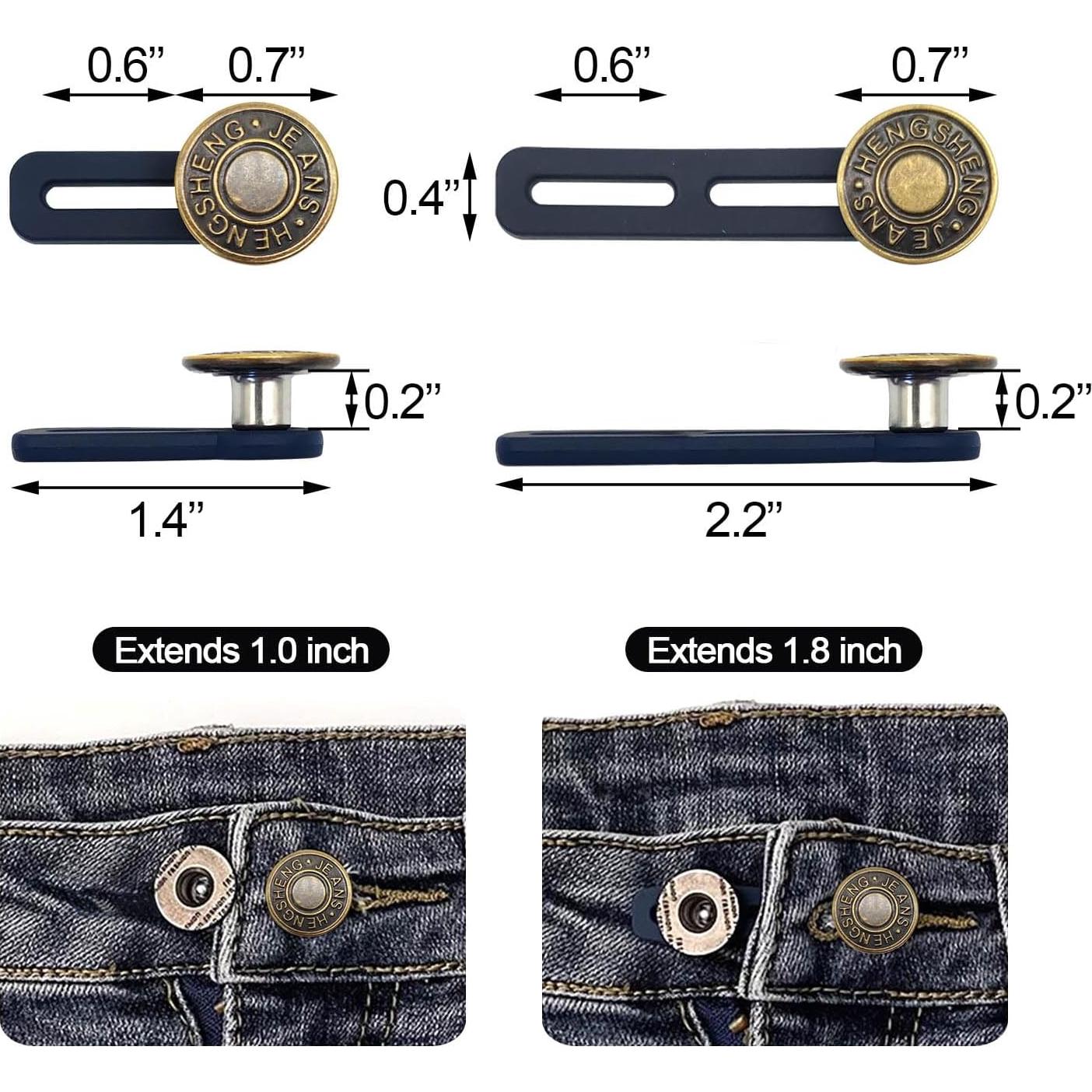 Extensores de Cintura HeartfeltYIre 6pcs para Jeans Unisex