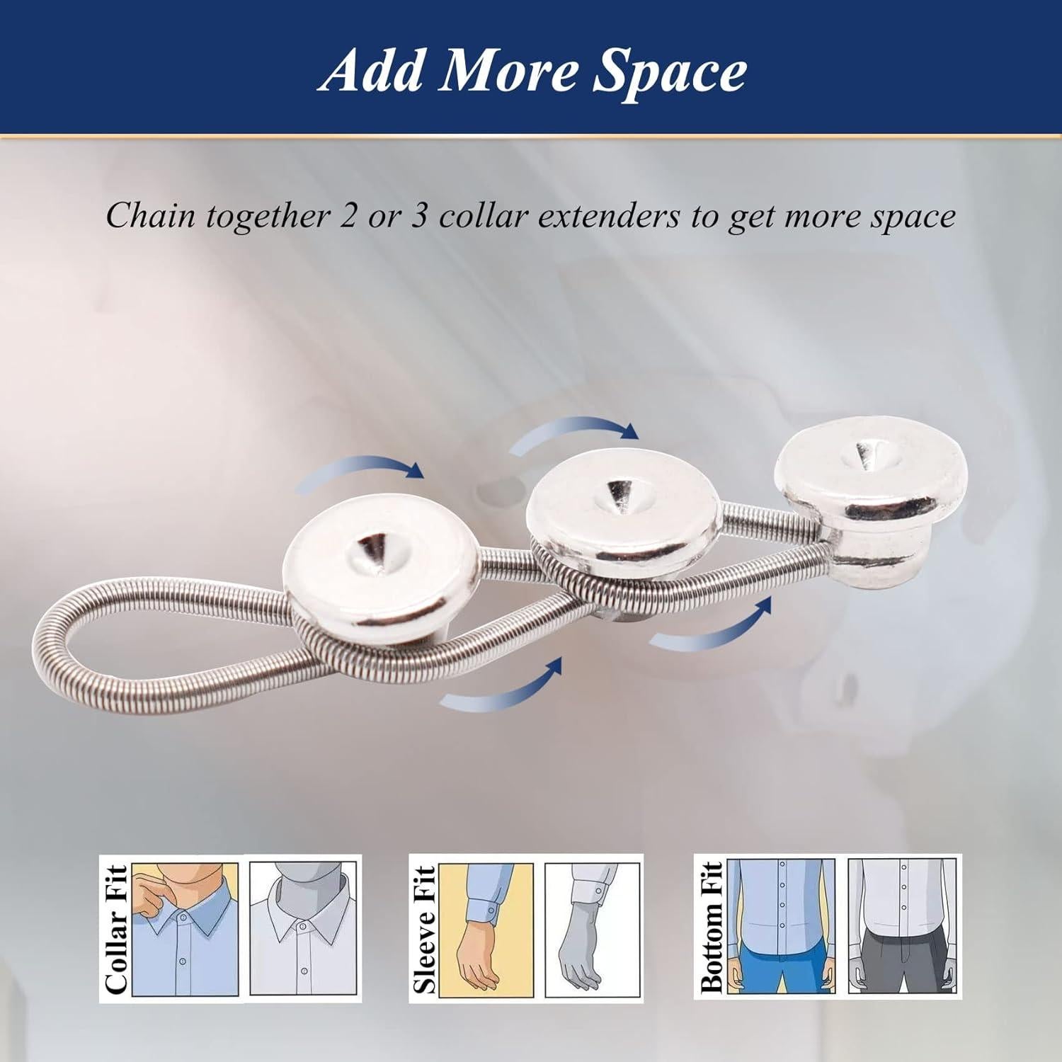 Extensor de Cuello de Botón OURUI Metal 1.27 cm - Paquete de 6