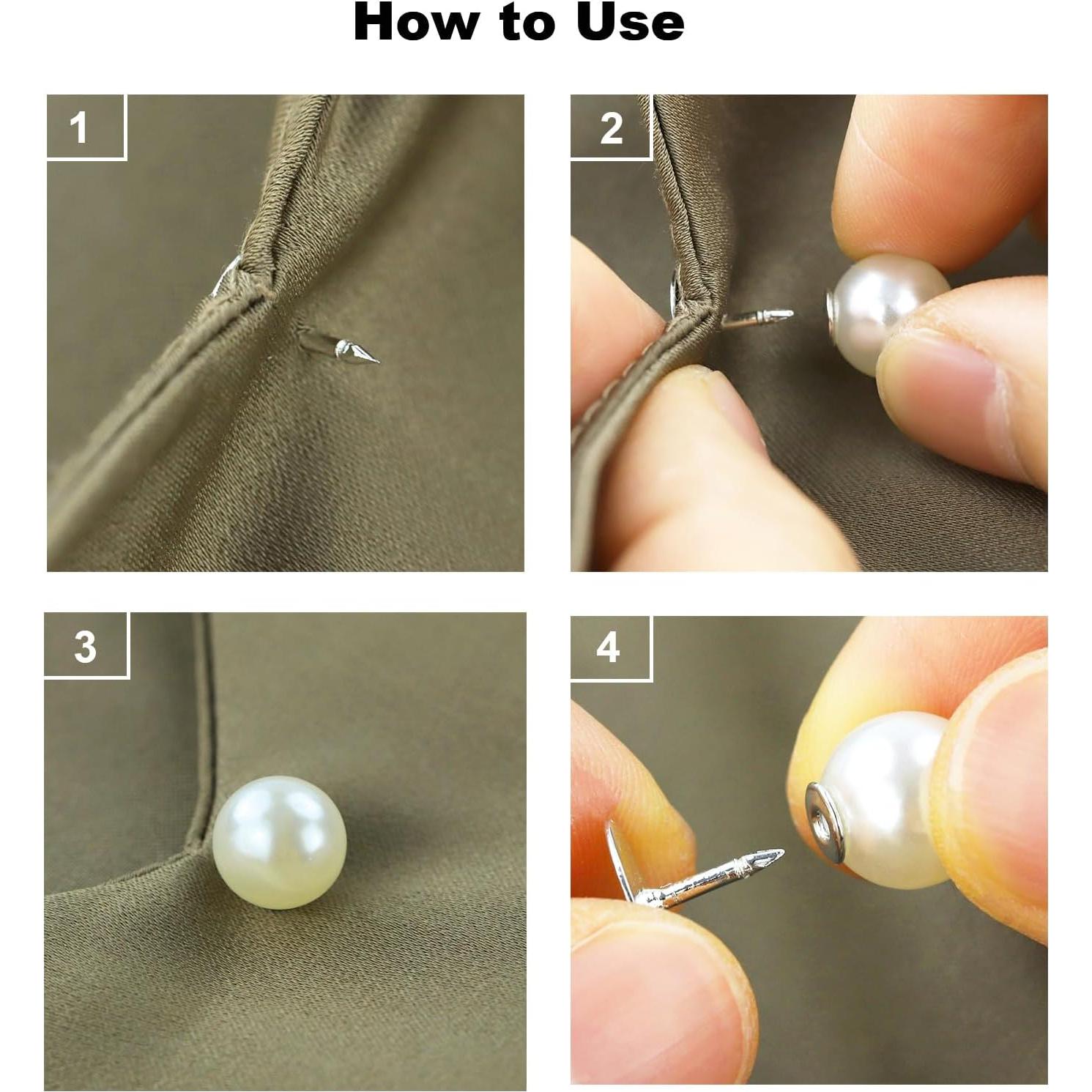 Botones de Perla Sin Coser ZENGLU - 30 Juegos 10mm Reutilizables