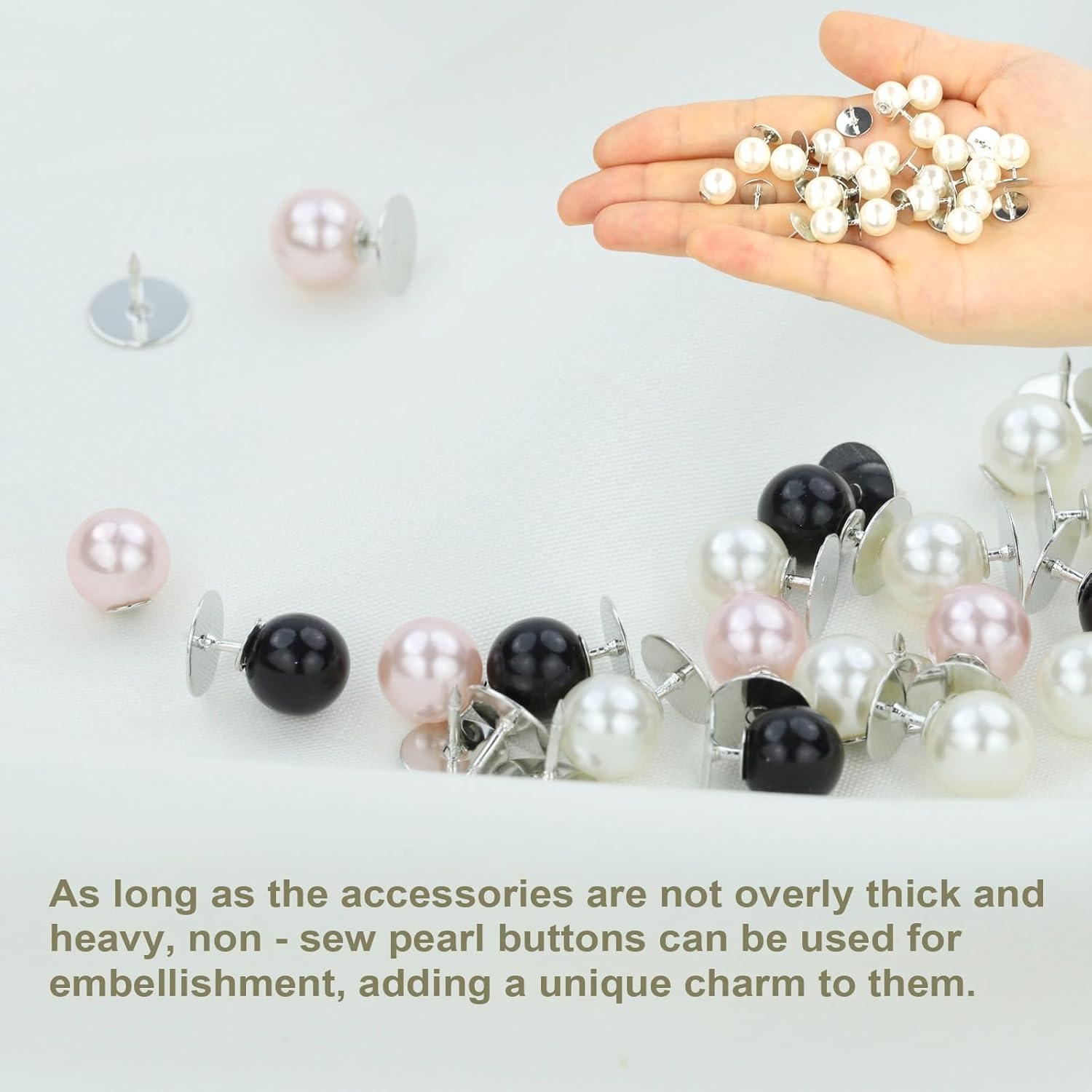 Botones de Perla Sin Coser ZENGLU - 30 Juegos 10mm Reutilizables