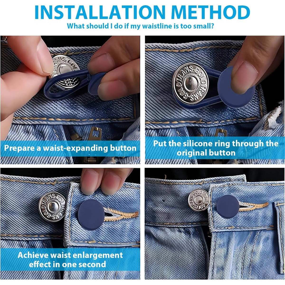 12 Extensores de Botón para Pantalones Rukinovi - Ajuste 2.54 a 3.56 cm