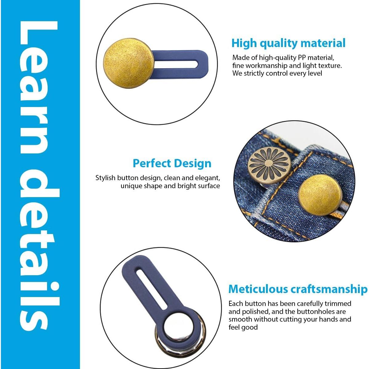 12 Extensores de Botón para Pantalones Rukinovi - Ajuste 2.54 a 3.56 cm