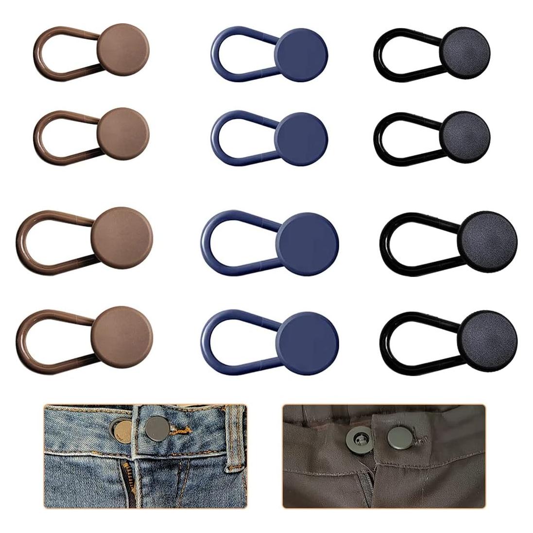 12 Extensores de Botón para Jeans ZTEOFO - Negro, Azul, Caqui