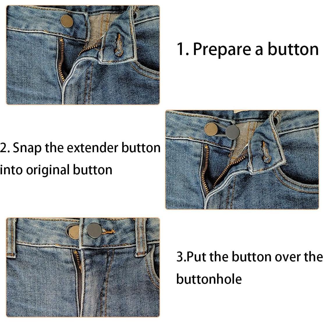 12 Extensores de Botón para Jeans ZTEOFO - Negro, Azul, Caqui