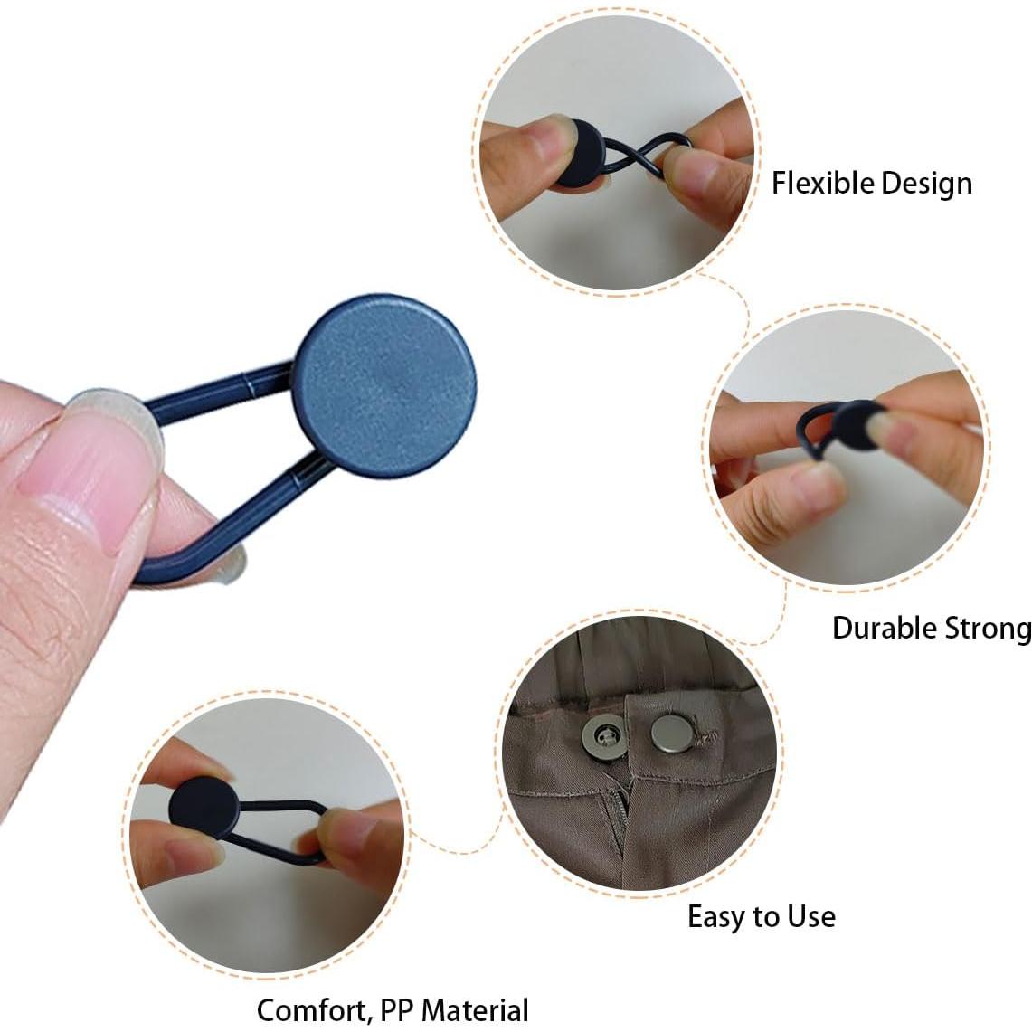 12 Extensores de Botón para Jeans ZTEOFO - Negro, Azul, Caqui