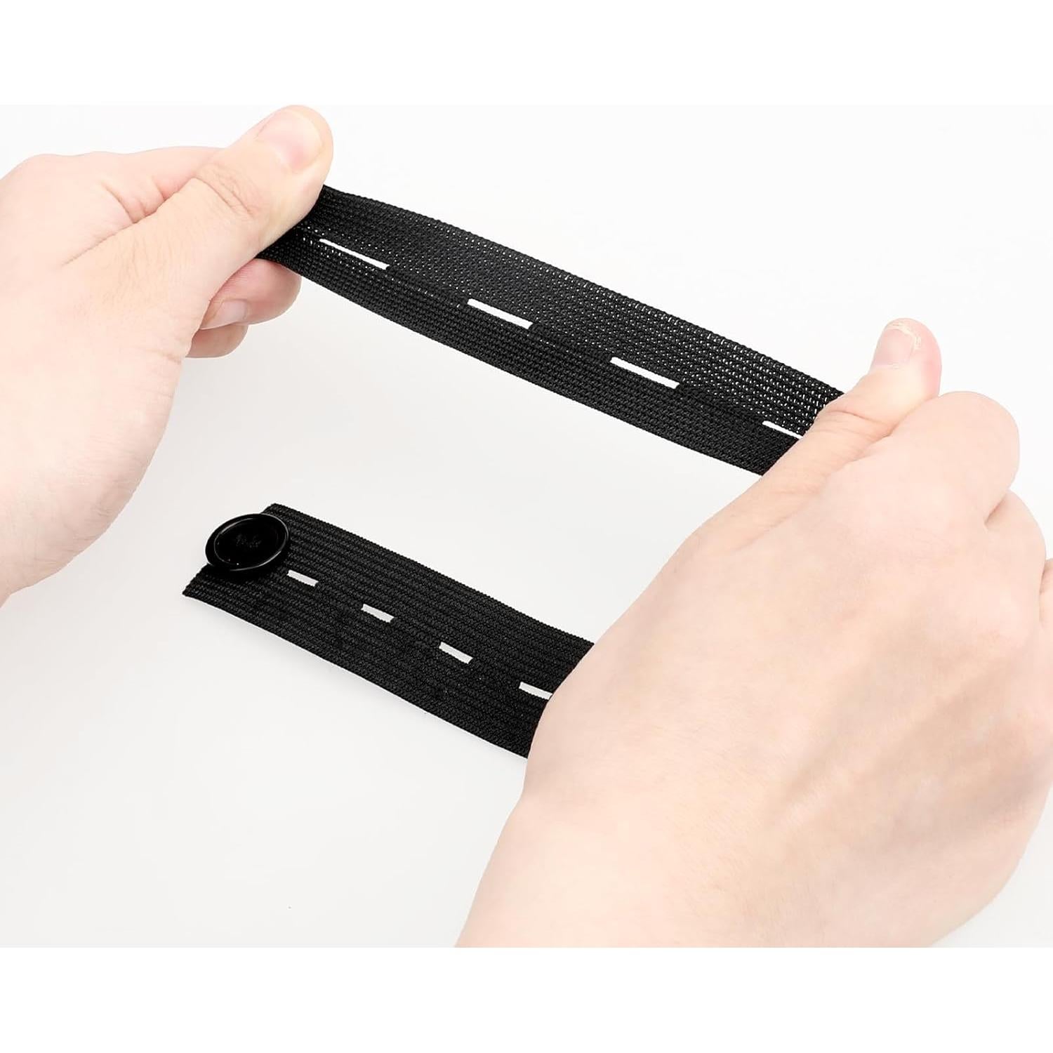 5 Piezas Extensor de Botón de Cintura Ajustable Negro