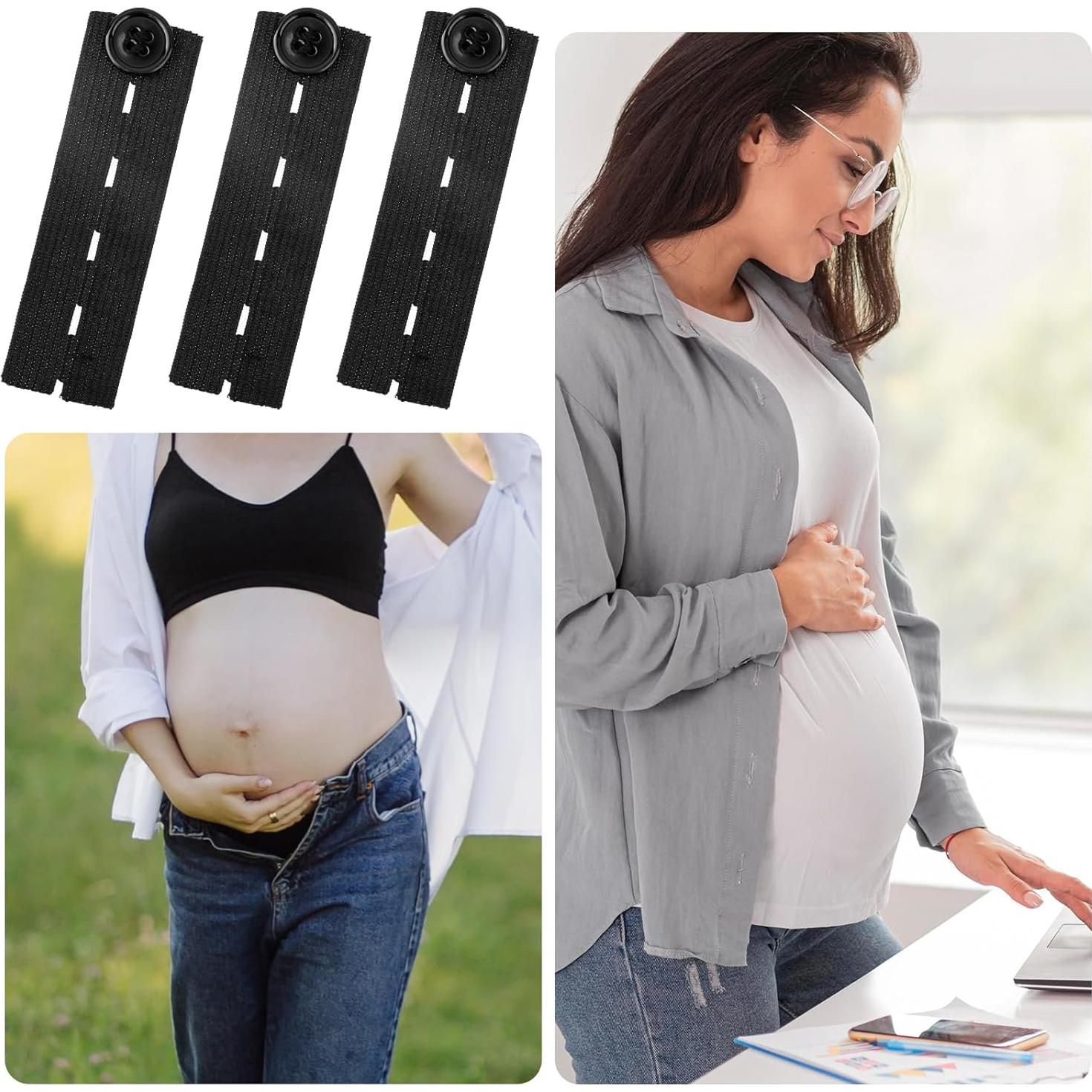 5 Piezas Extensor de Botón de Cintura Ajustable Negro