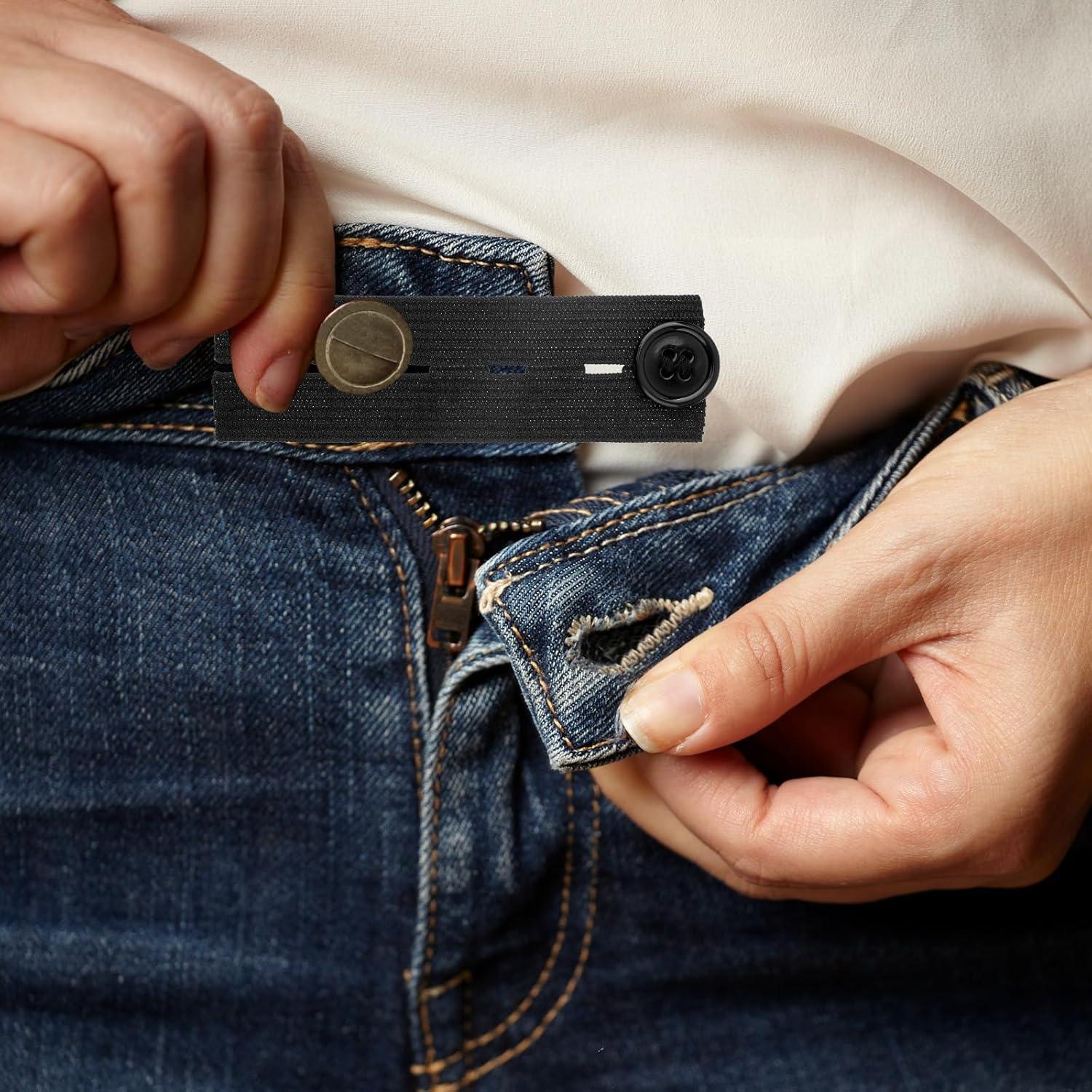 5 Piezas Extensor de Botón de Cintura Ajustable Negro