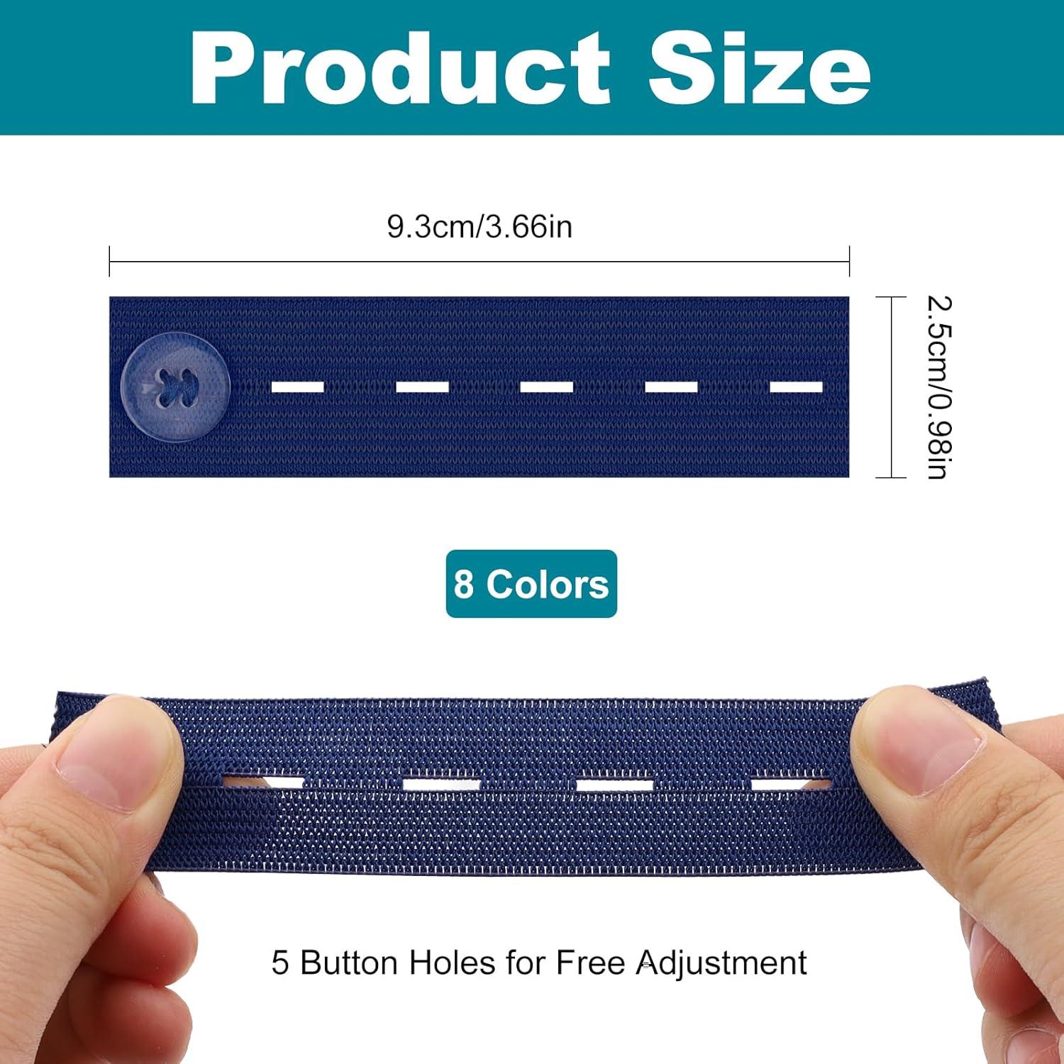 Extensores de Botón Elástico LUSTRIB 8 Pcs Ajustables 9.4 cm