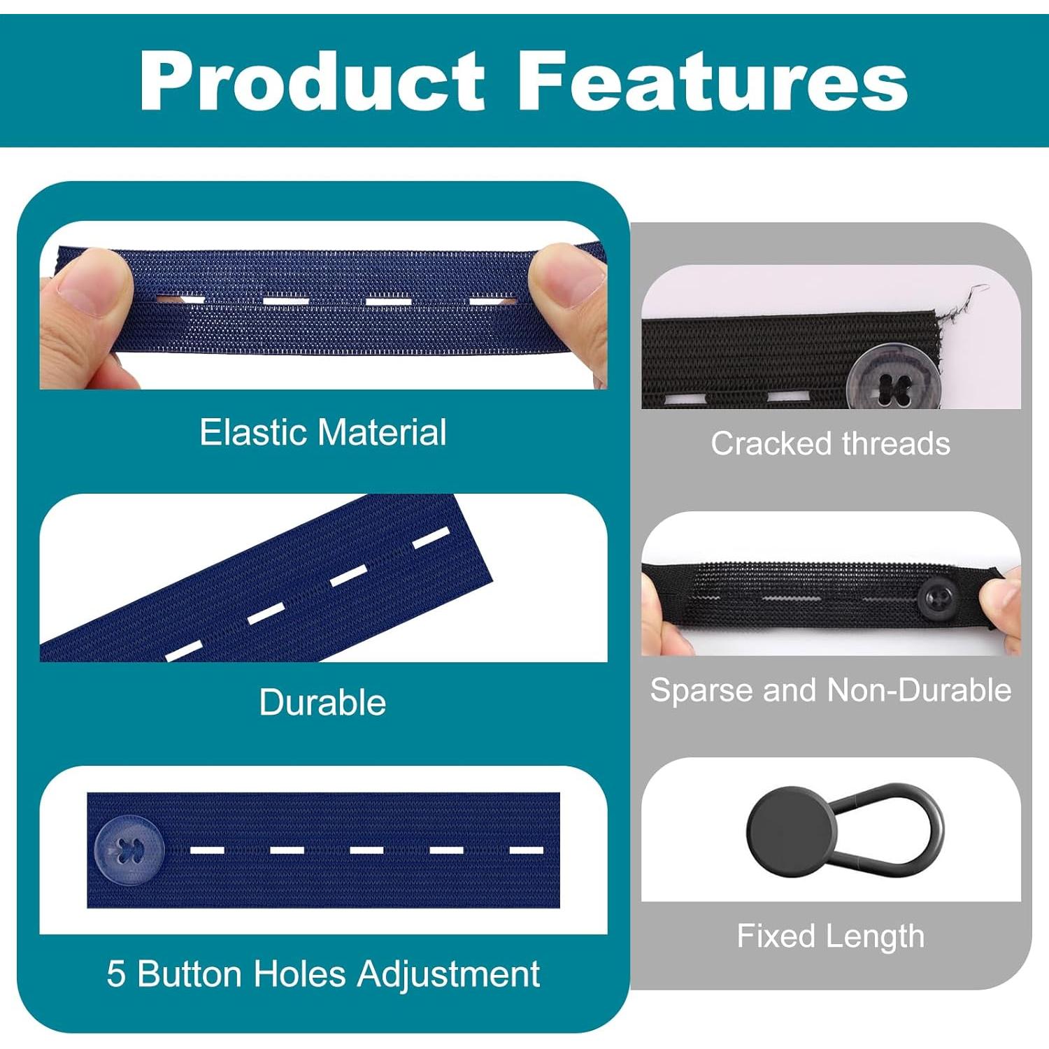 Extensores de Botones Elásticos 8PCS para Pantalones - Ajuste Universal