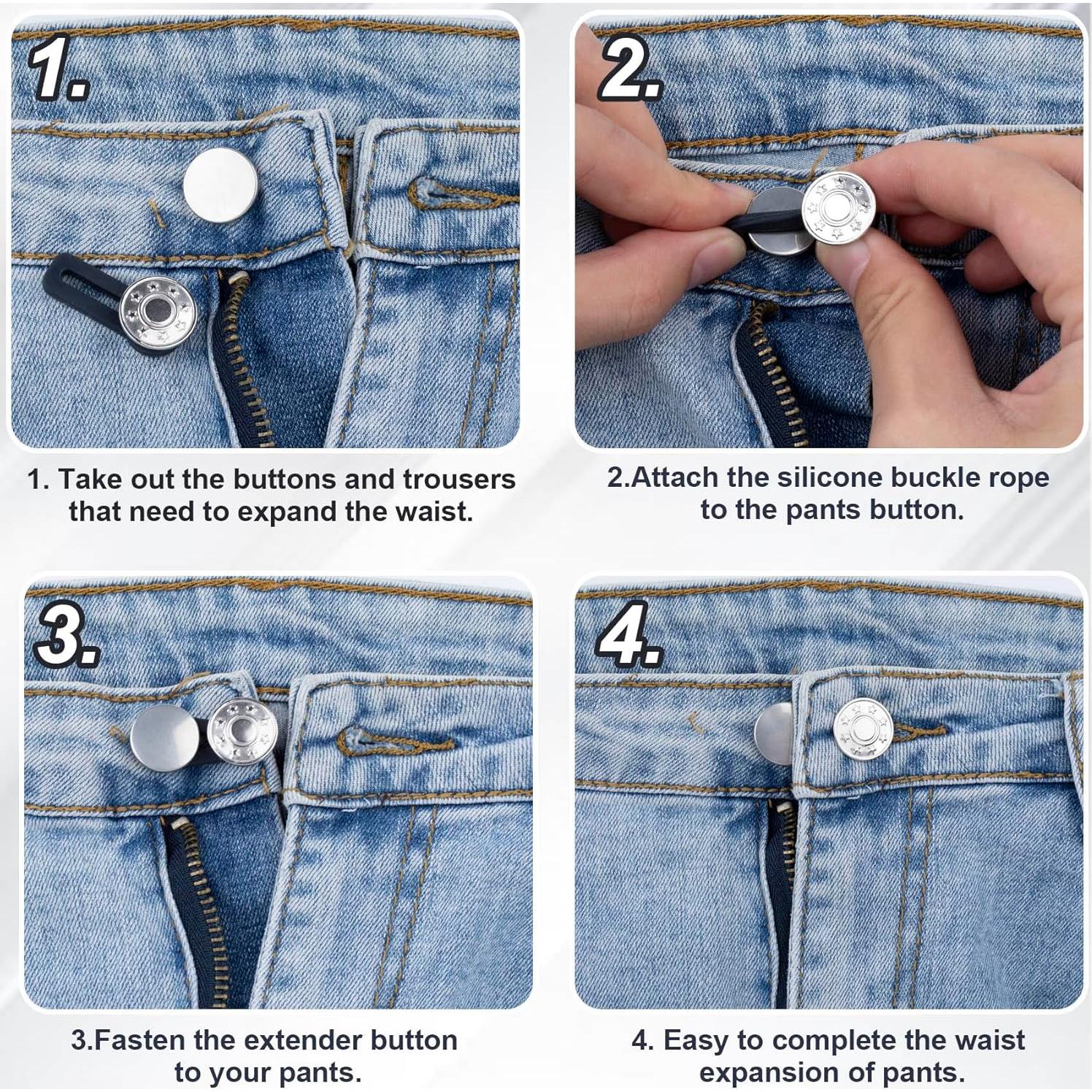 10 Extensores de Botón para Jeans Isslly - Ajustador Cintura
