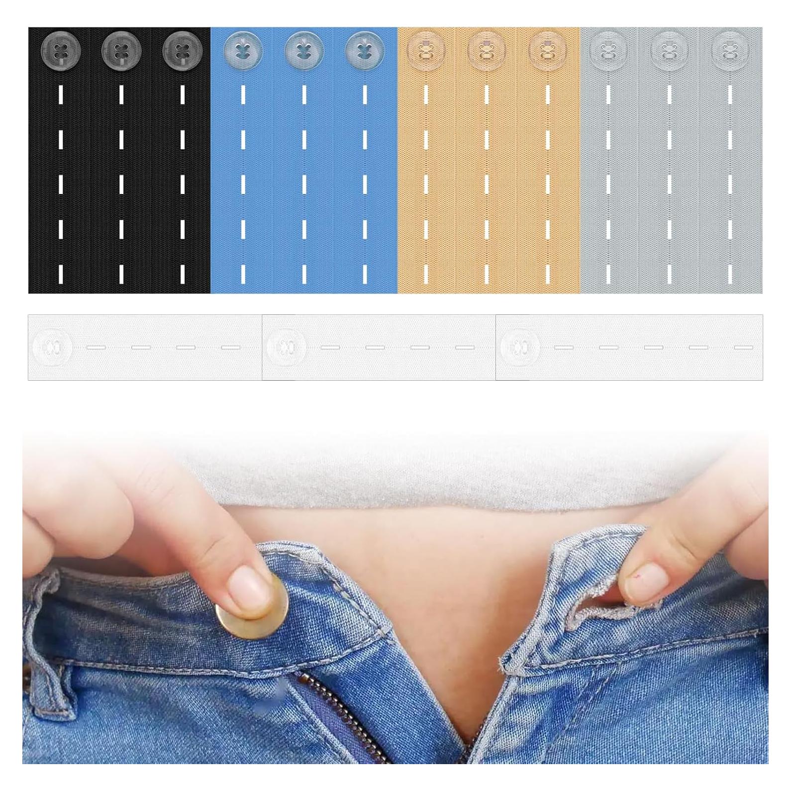 15 Extensores de Cintura Elásticos Ajustables para Pantalones