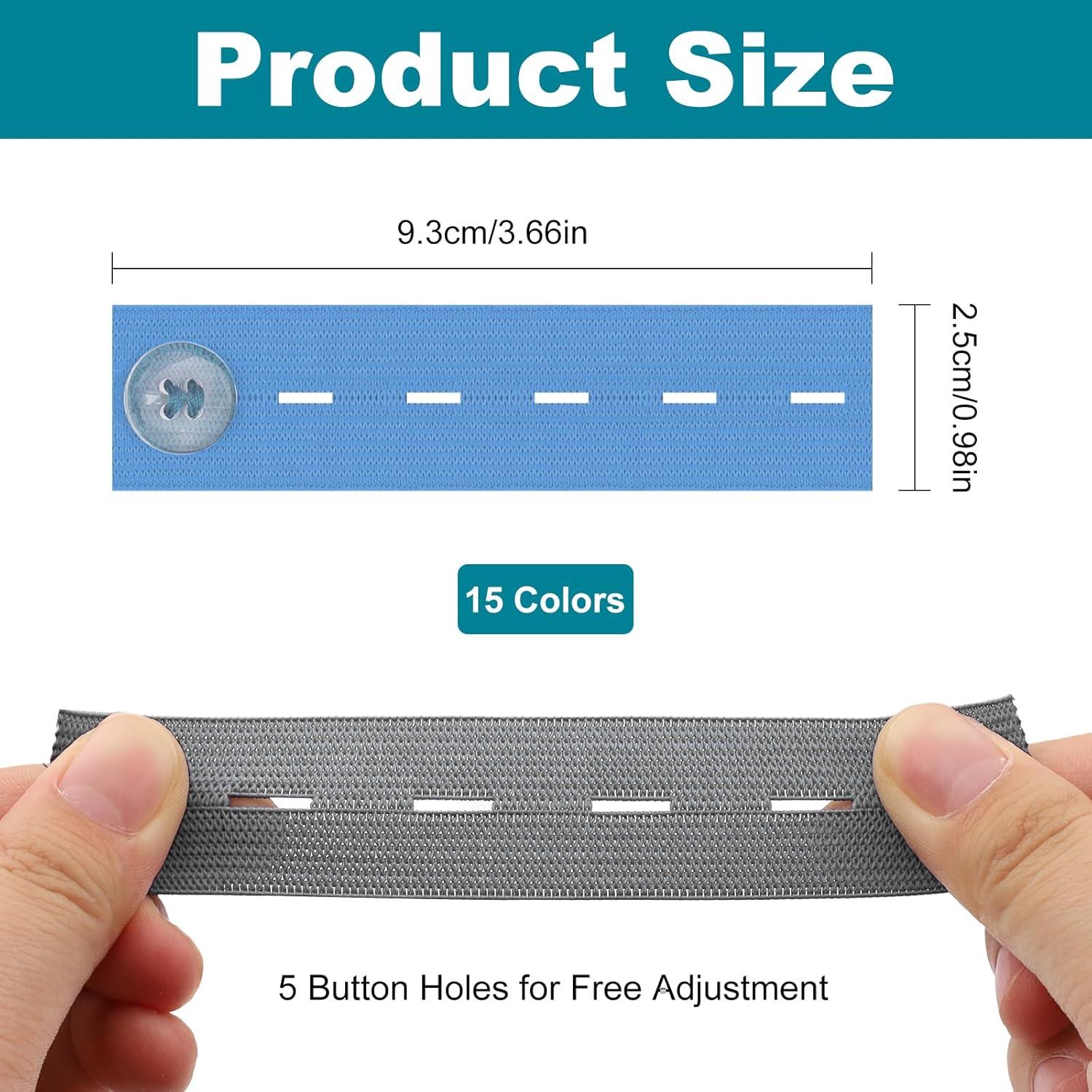 15 Extensores de Cintura Elásticos Ajustables para Pantalones