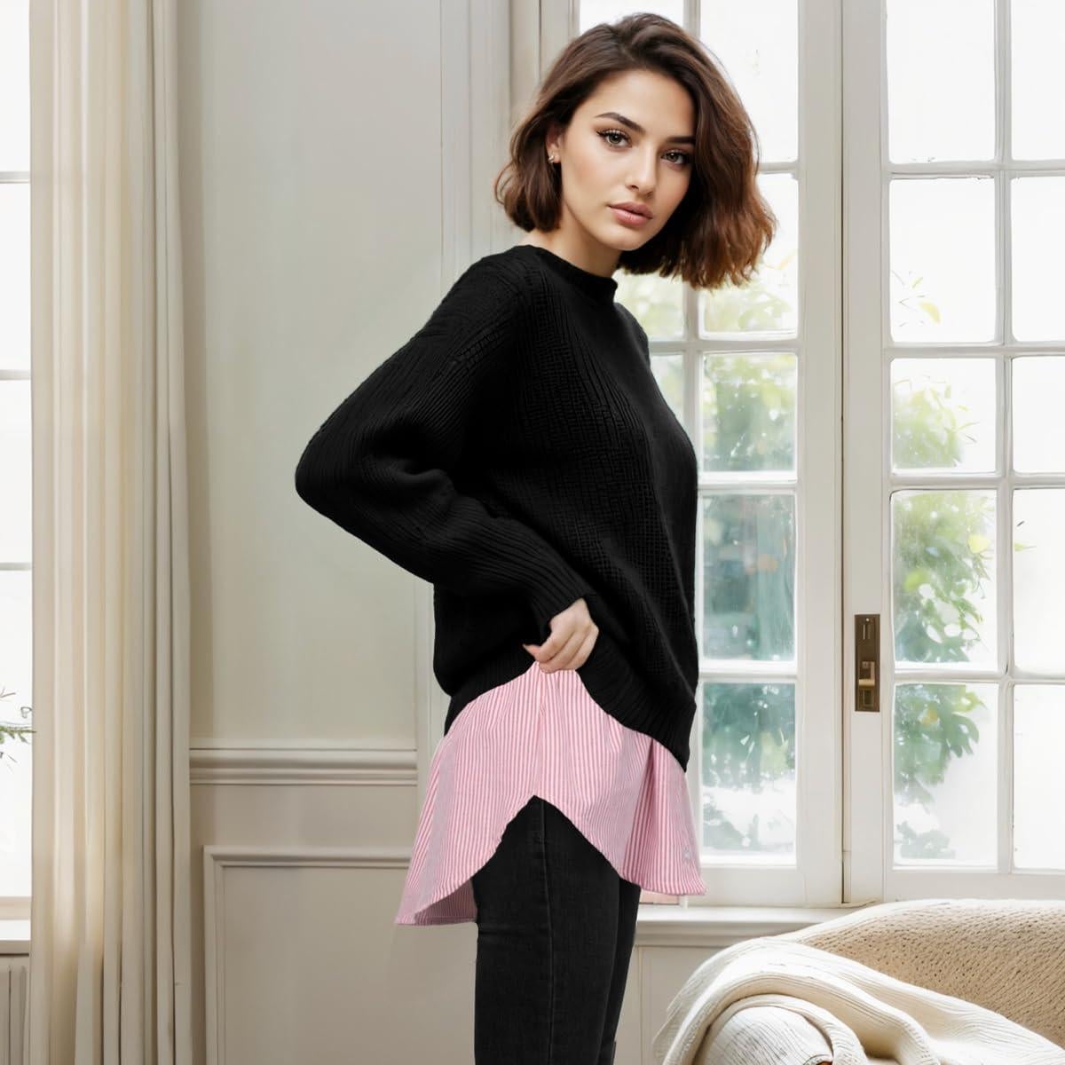 Extensor de Camisa para Mujer Capa Top Falso WJ2506 Rojo/Blanco