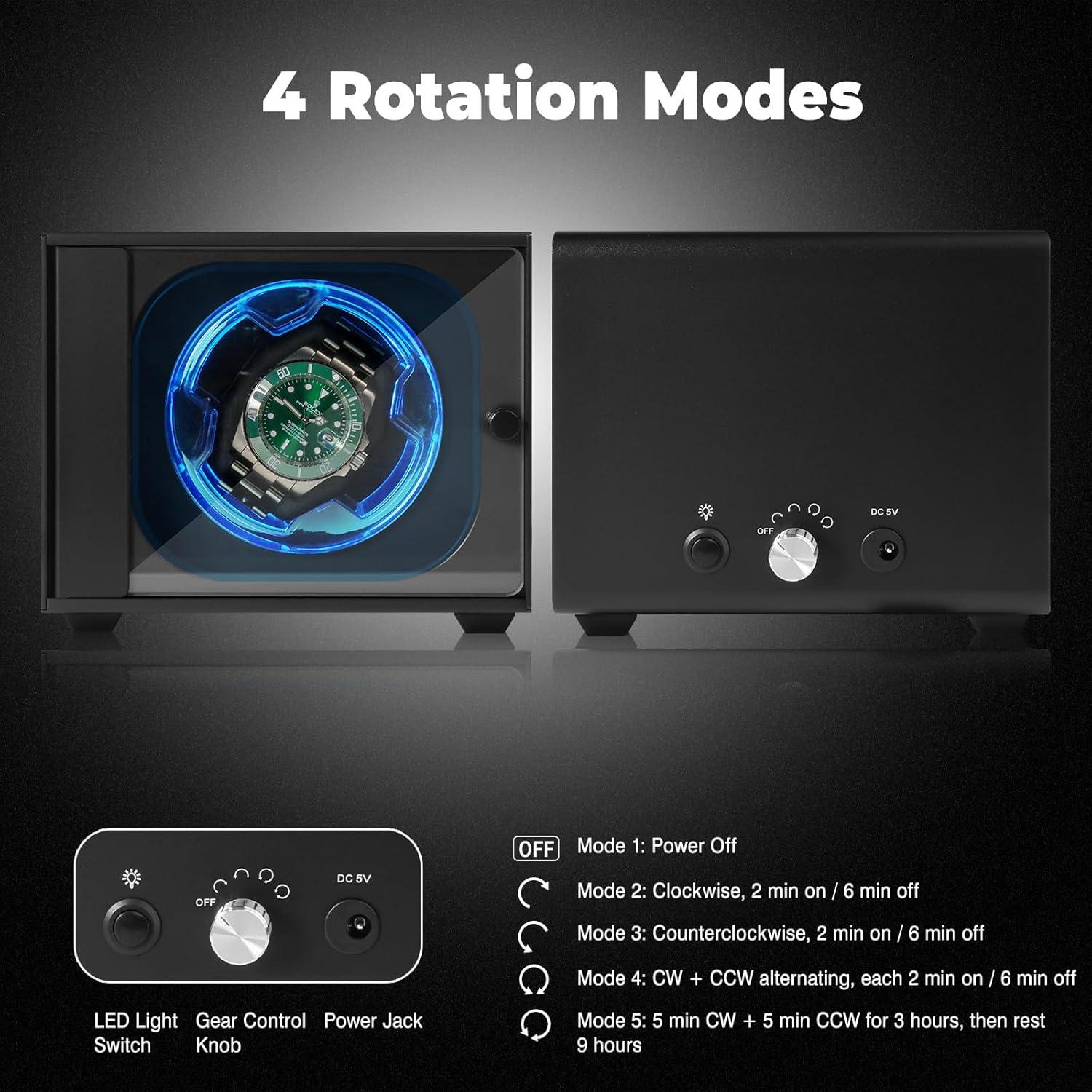 Enrollador de Reloj Cevale AWW-A1 Aluminio Negro Motor Silencioso