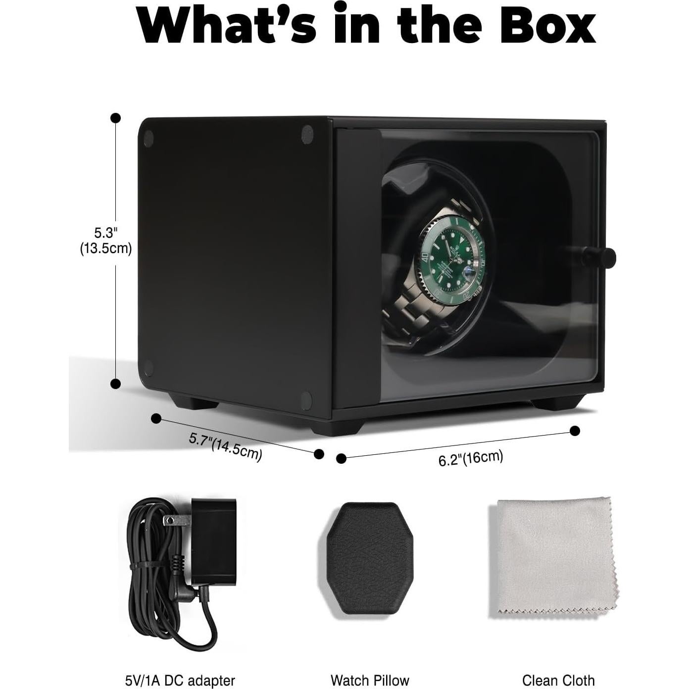 Enrollador de Reloj Cevale AWW-A1 Aluminio Negro Motor Silencioso