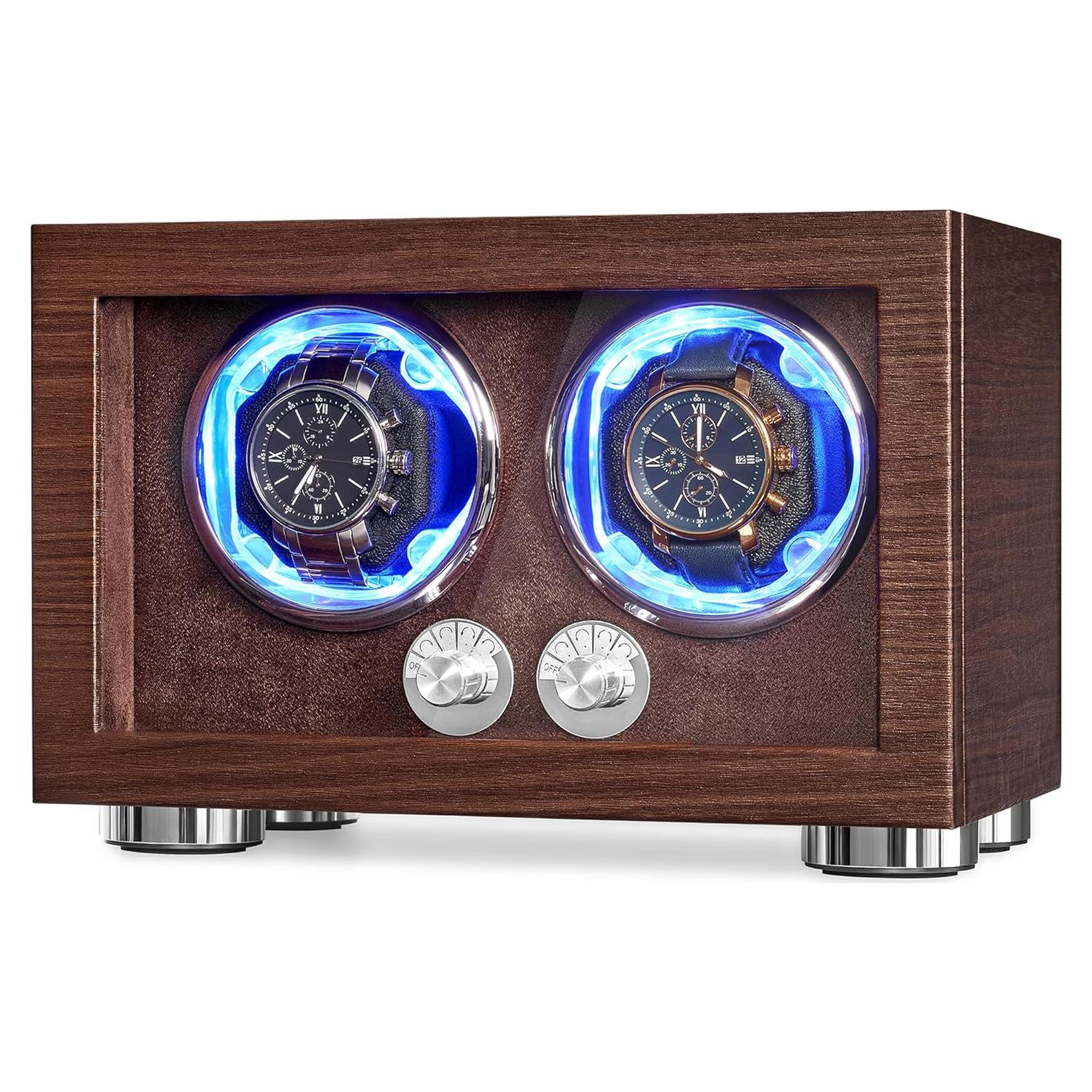 Winder Doble para Relojes ANWBROAD con Luz LED y Motor Silencioso